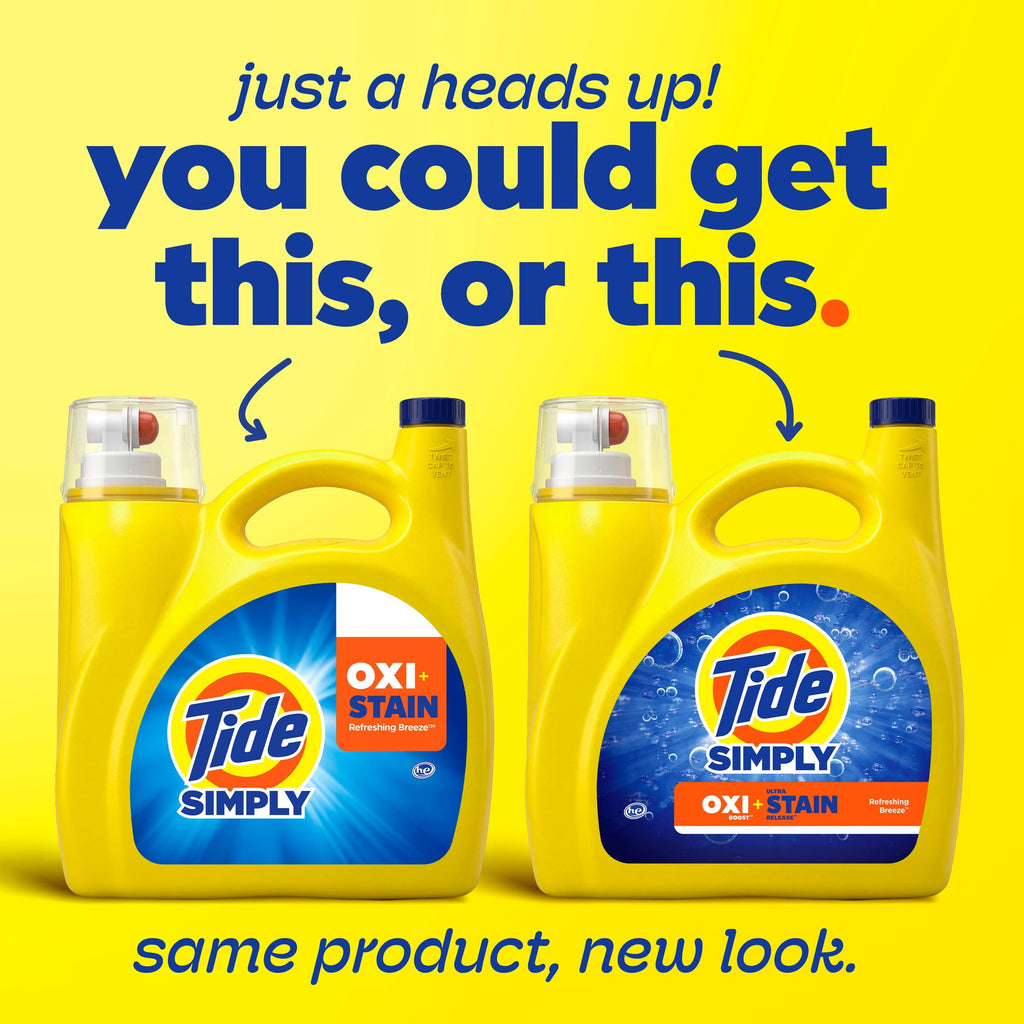 Tide Simply Oxi Boost + Ultra Stain Release Liquid Laundry Detergent Refreshing Breeze 129 fl oz 96 Loads