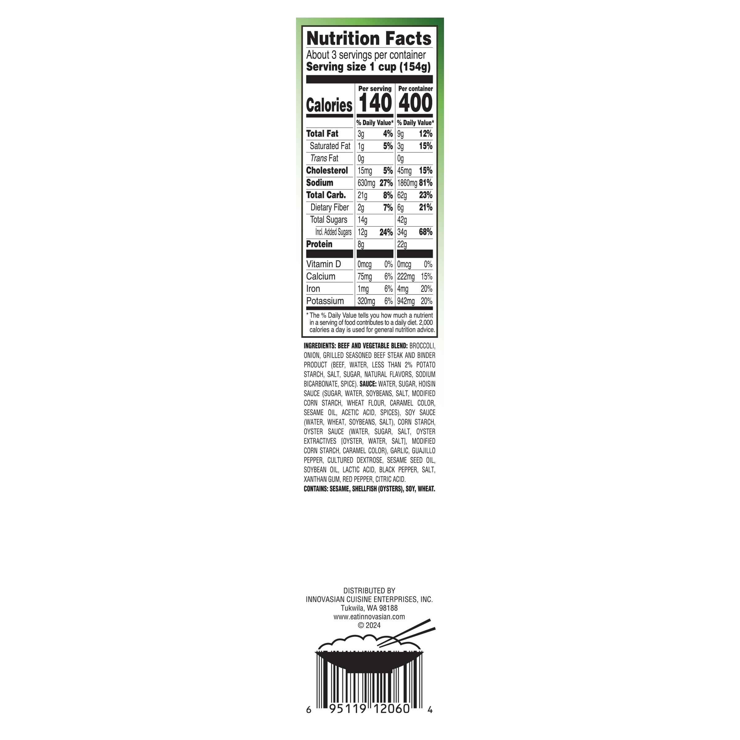InnovAsian Cuisine Beef & Broccoli Frozen Meal 16 Oz
