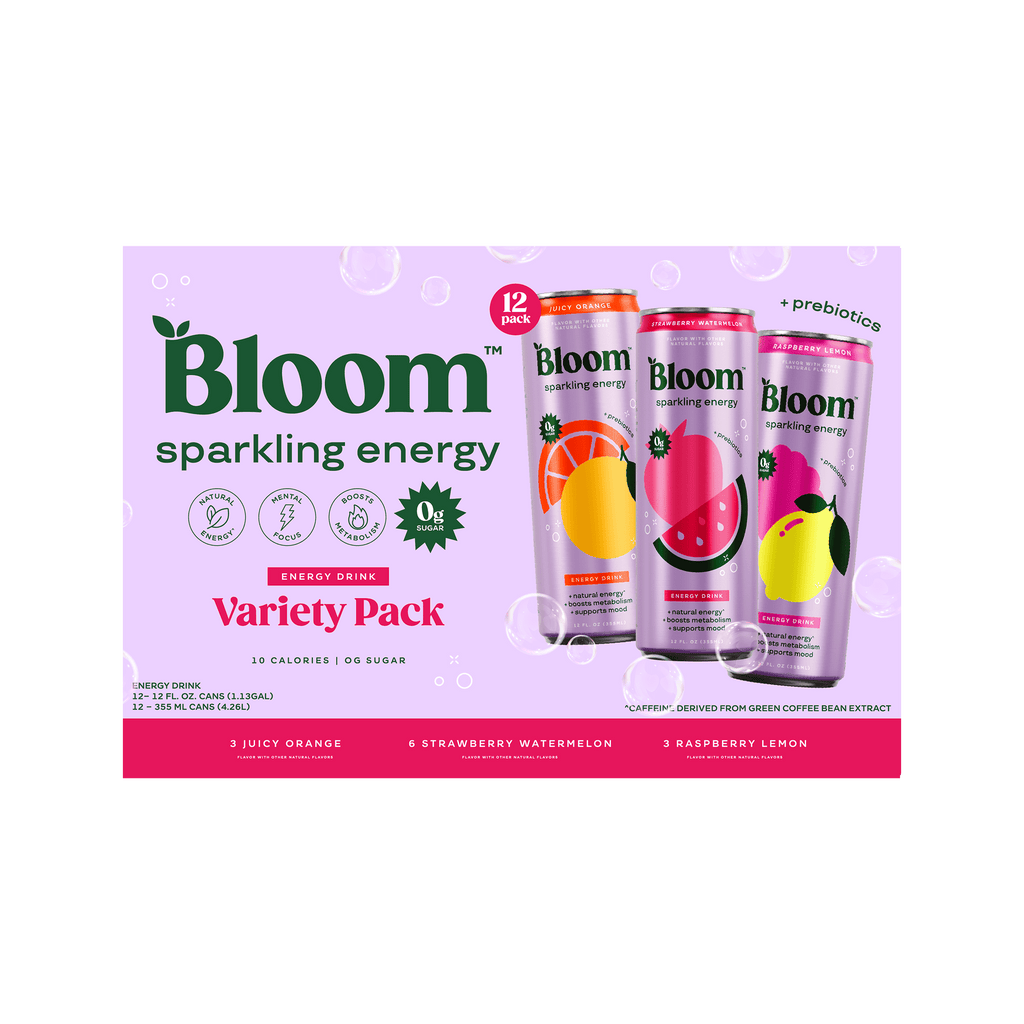 Bloom Nutrition Sparkling Energy Drink Variety Pack 12 fl oz Cans 12 Pack