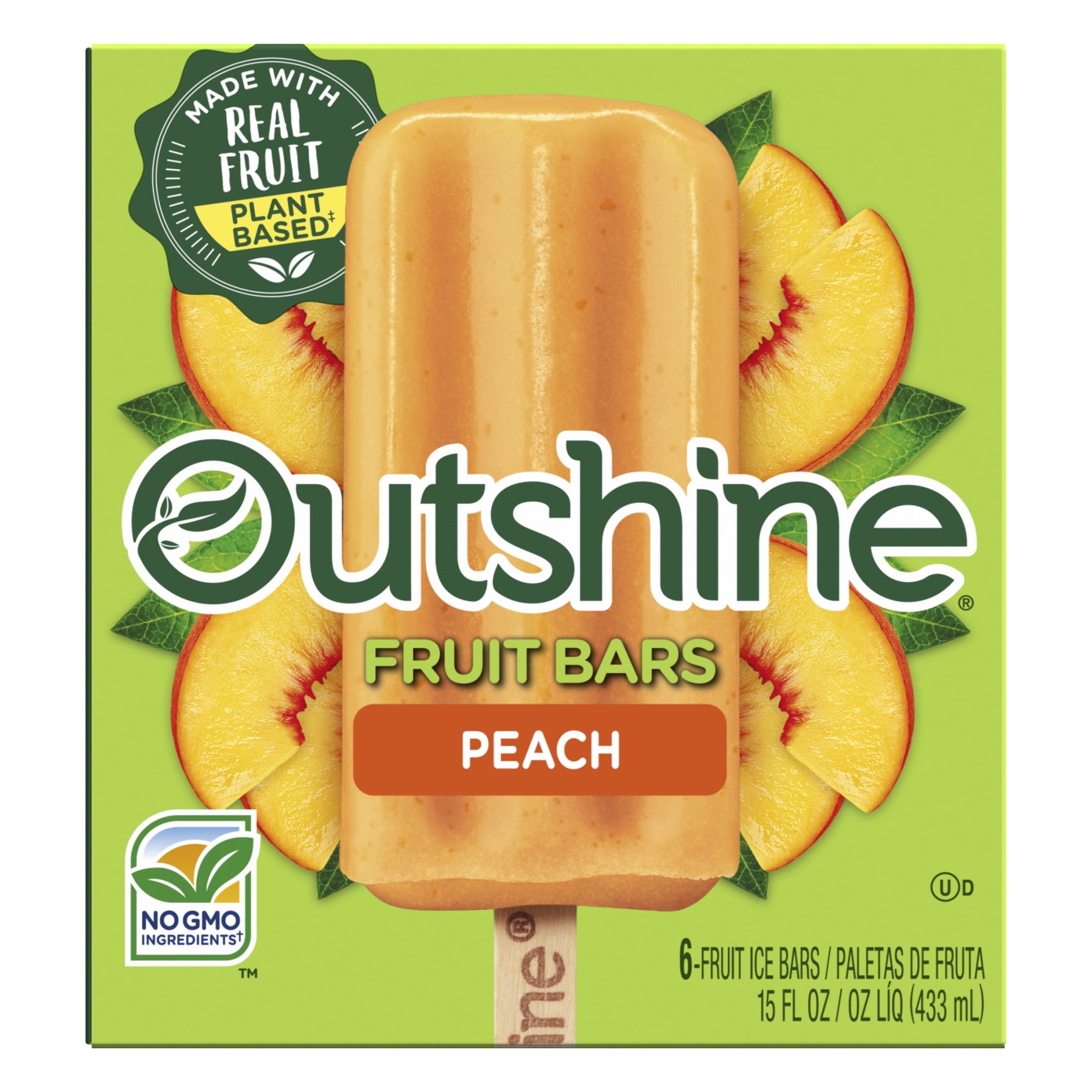 Outshine Peach Frozen Fruit Bars 6 Count 15 Fl Oz