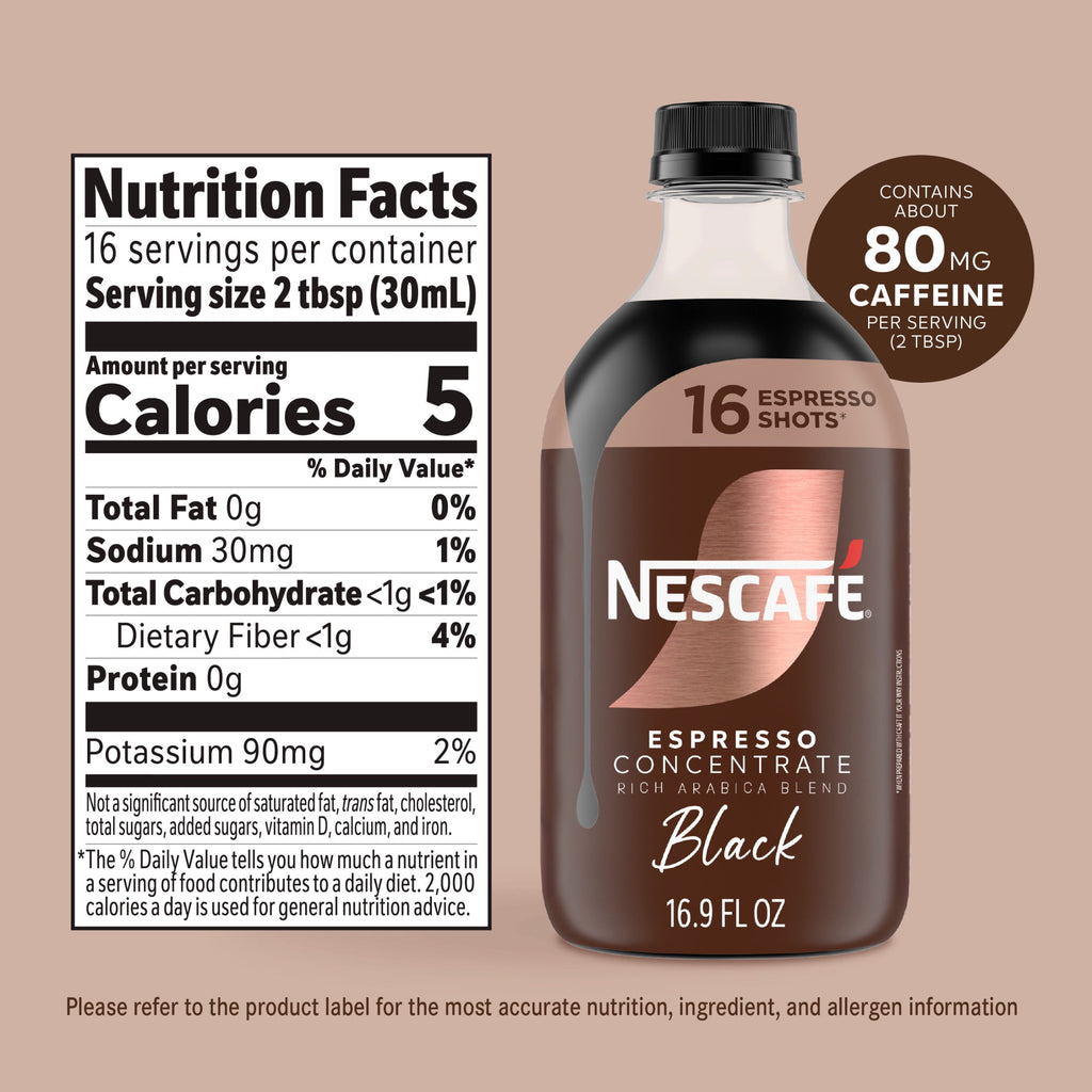 NESCAFÉ Espresso Concentrate Black Naturally Caffeinated Liquid Coffee 16.9 fl oz Bottle