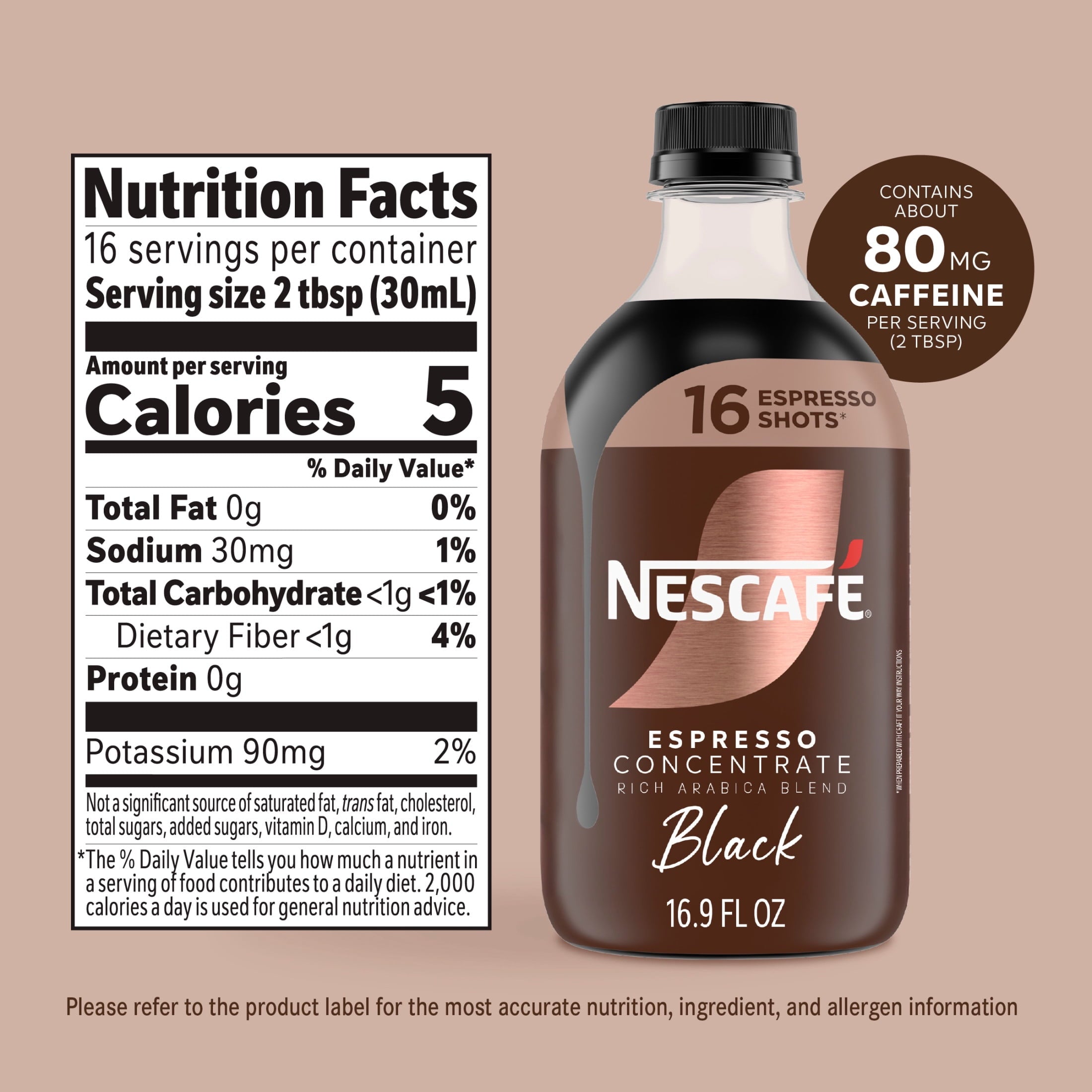 NESCAFÉ Espresso Concentrate Black Naturally Caffeinated Liquid Coffee 16.9 fl oz Bottle