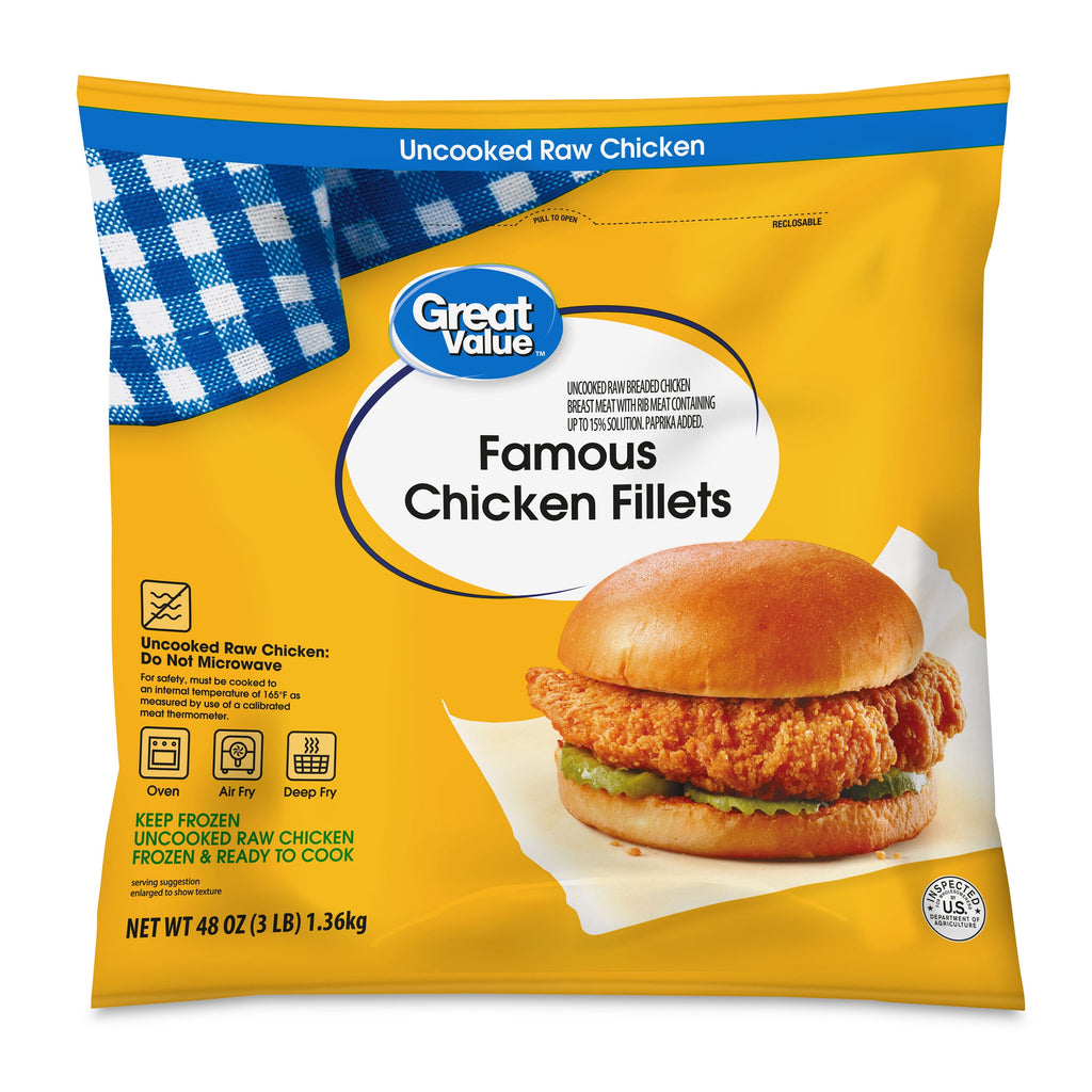 Great Value Famous Chicken Fillets Frozen 3 Lb 18g Protein