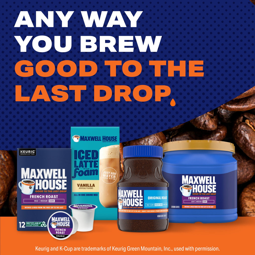 Maxwell House French Roast Naturally Caffeinated Dark Roast Ground Coffee 25.6 oz Canister