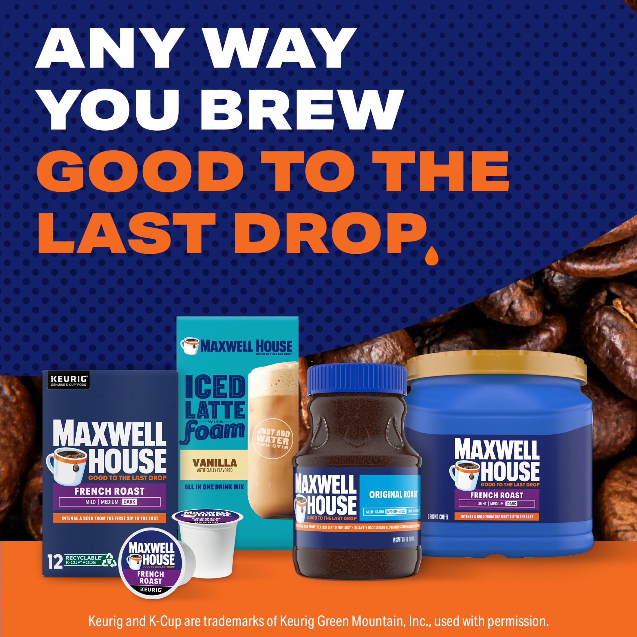 Maxwell House French Roast Naturally Caffeinated Dark Roast Ground Coffee 25.6 oz Canister