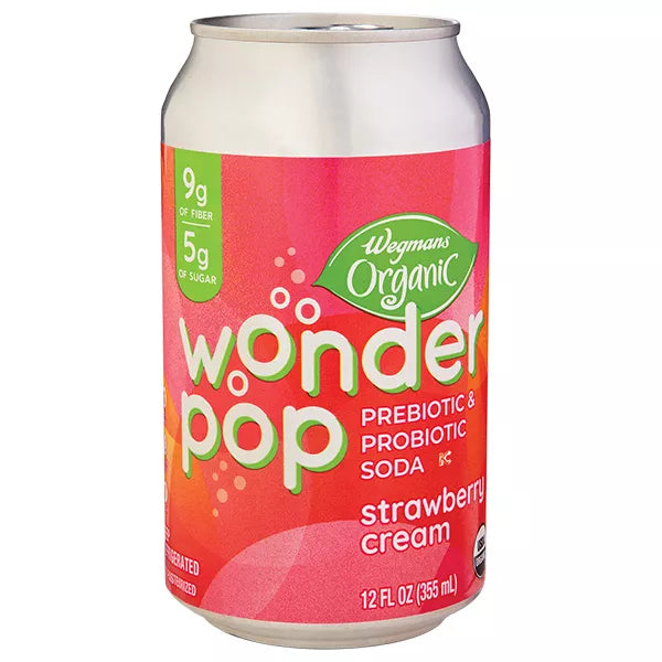 Wegmans Organic Wonder Pop Prebiotic & Probiotic Strawberry Cream Soda 12 fl. oz.