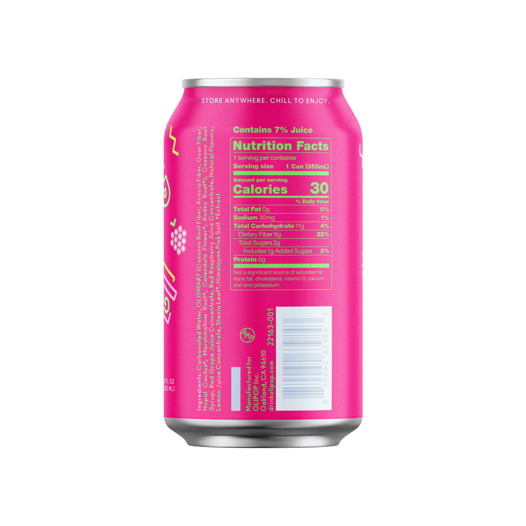 OLIPOP Raspberry Sherbet Prebiotic Soda Can 12 Fl Oz