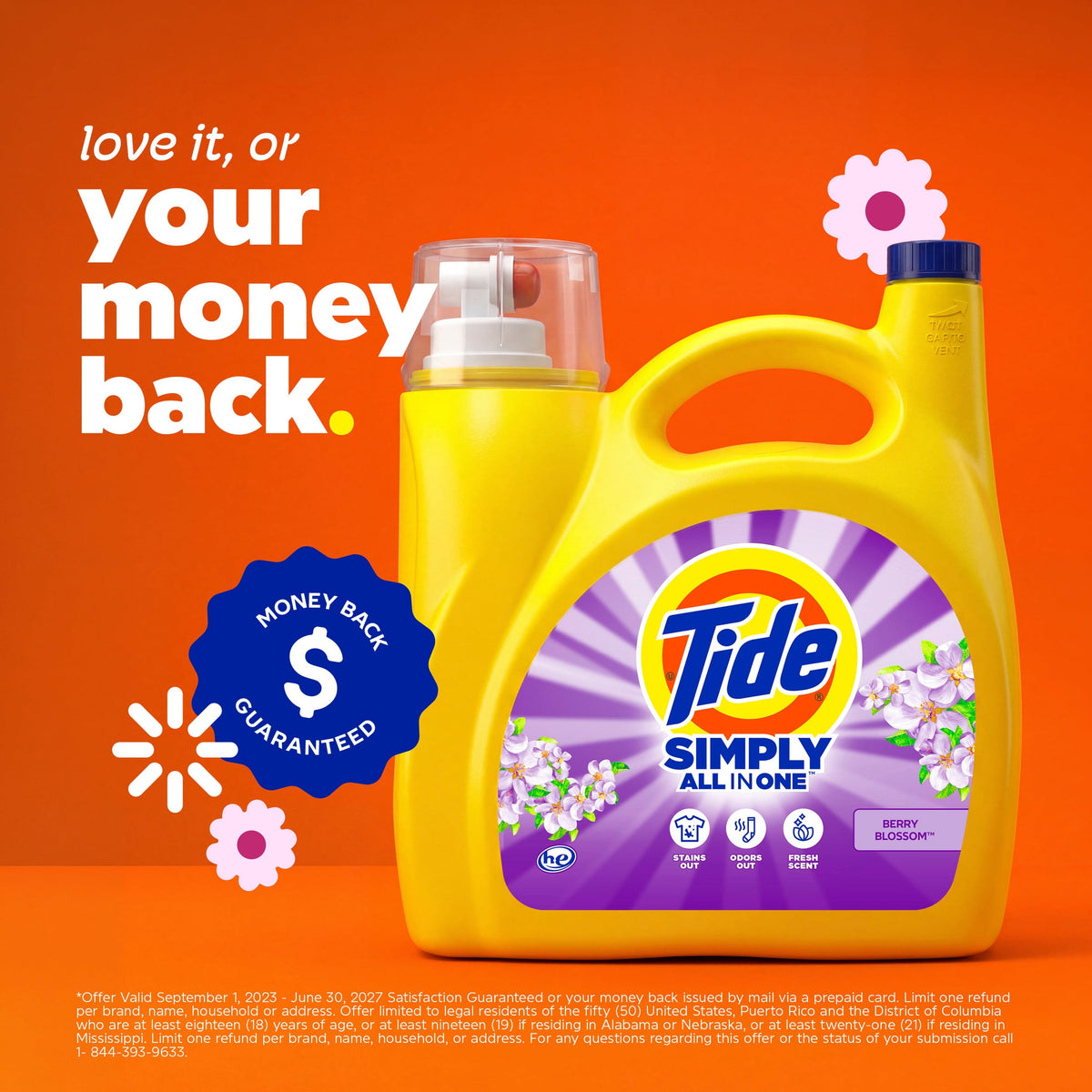 Tide Simply Liquid Laundry Detergent Clean & Fresh Berry Blossom Scent 173 fl oz 138 Loads