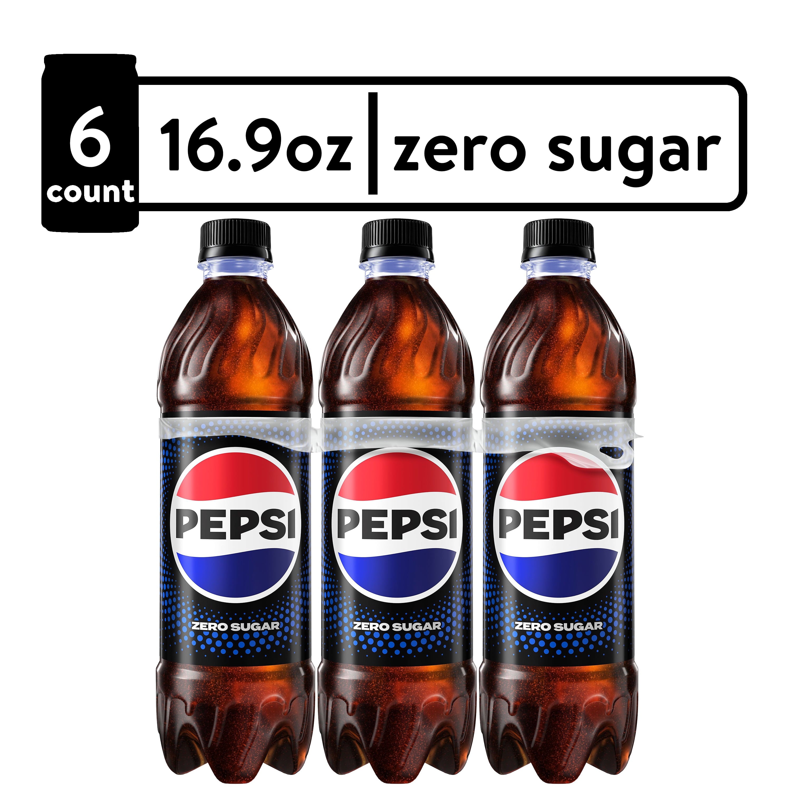Pepsi Zero Sugar Soda Pop Bottles 16.9 Fl Oz 6 Pack