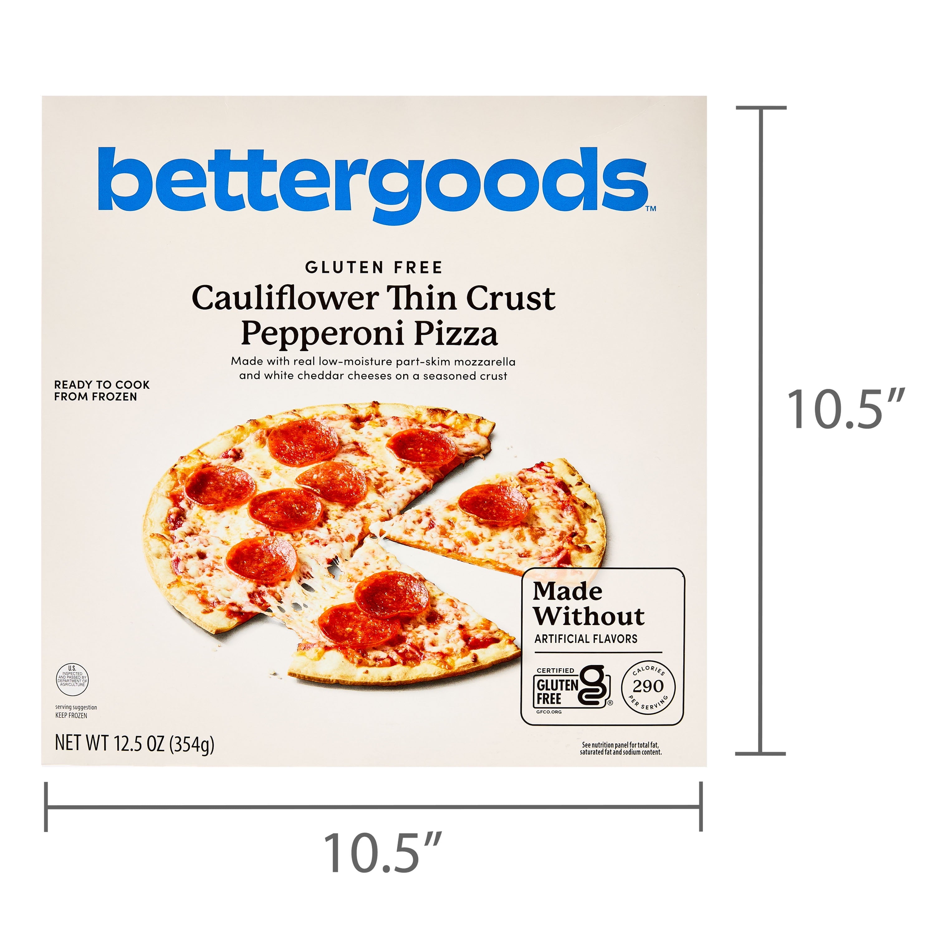 Bettergoods Gluten-Free Cauliflower Thin Crust Pepperoni Frozen Pizza 12.5 Oz