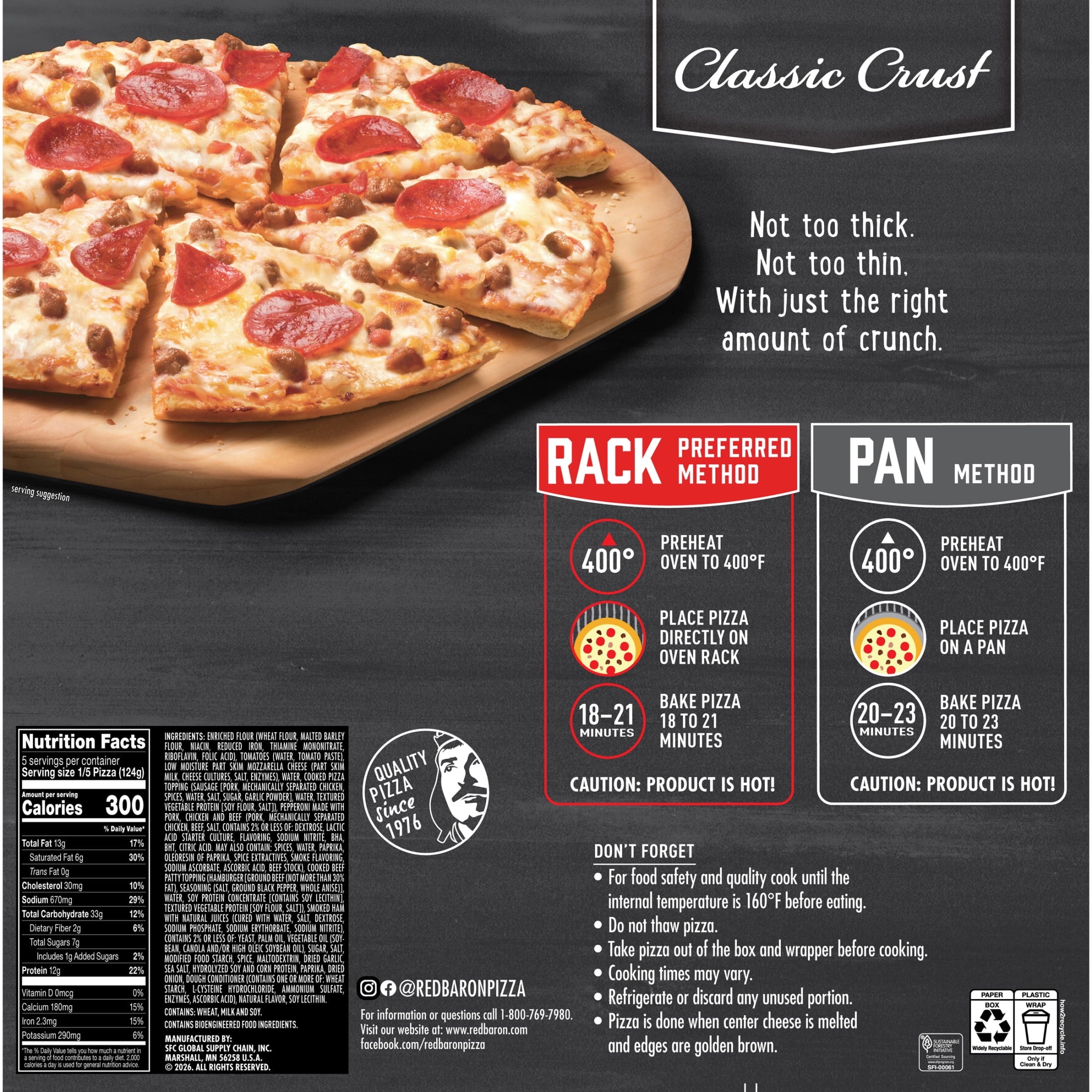 Red Baron Four Meat Classic Crust Frozen Pizza 21.95 Oz
