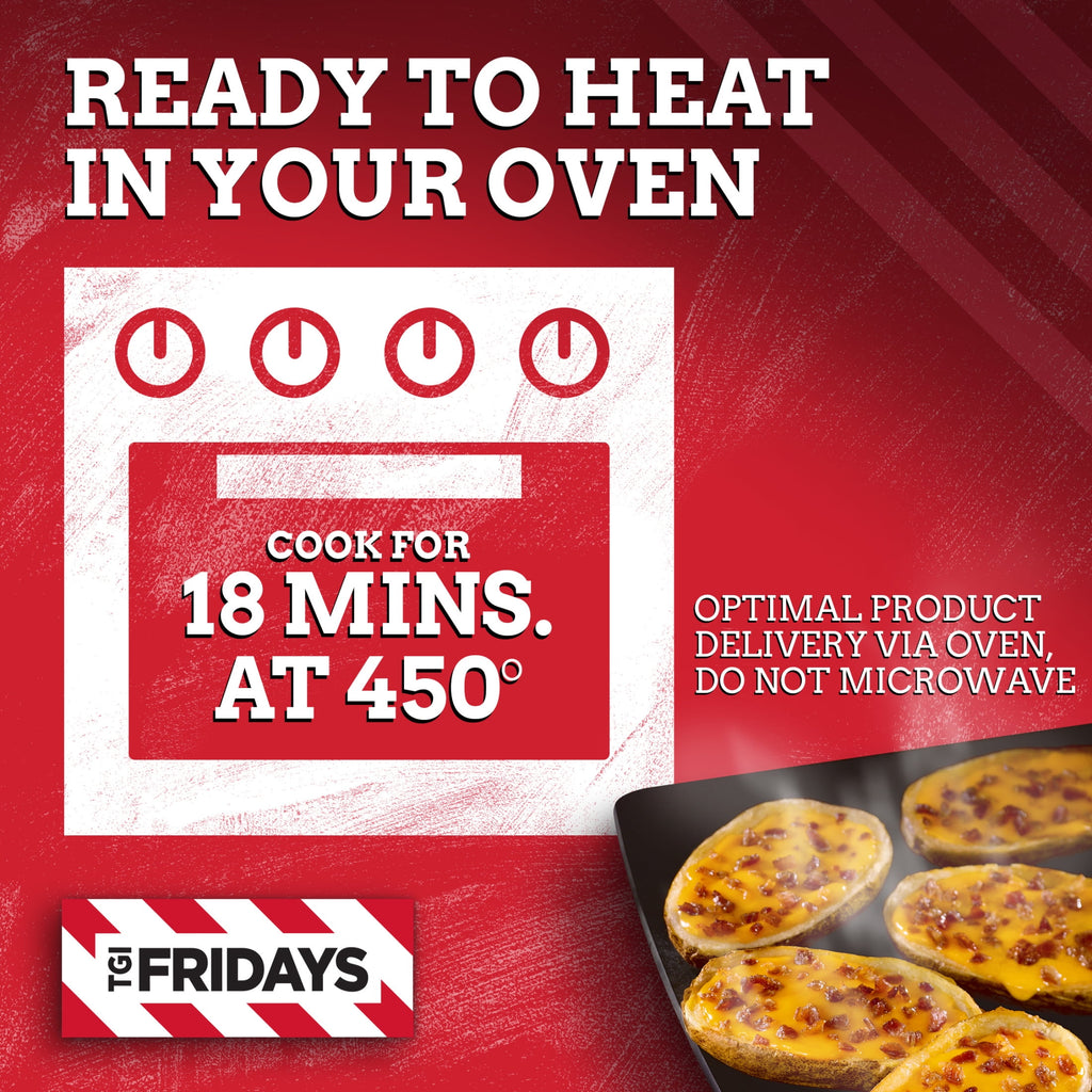 TGI Fridays Loaded Cheddar & Bacon Potato Skins 13.5 Oz Frozen