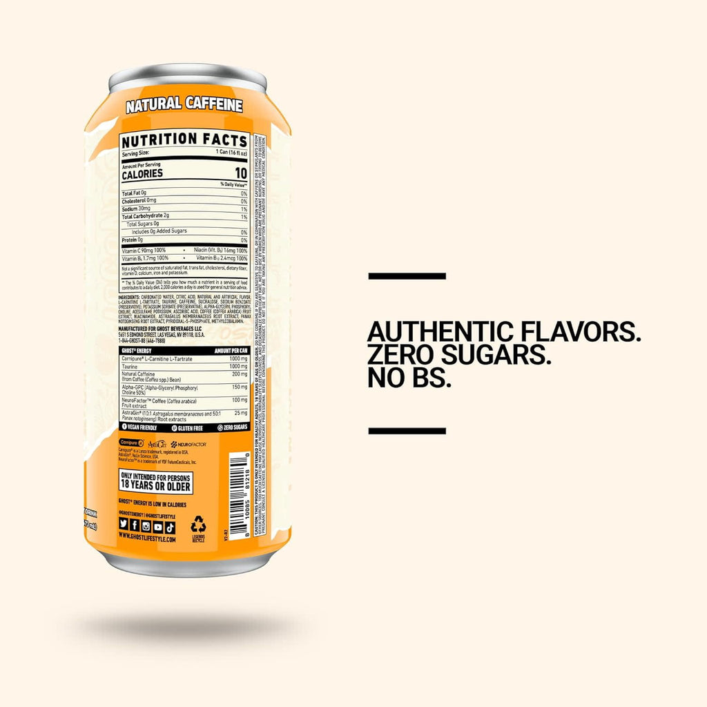 GHOST Energy Orange Cream Zero Sugar Energy Drink 16 fl oz Single Can