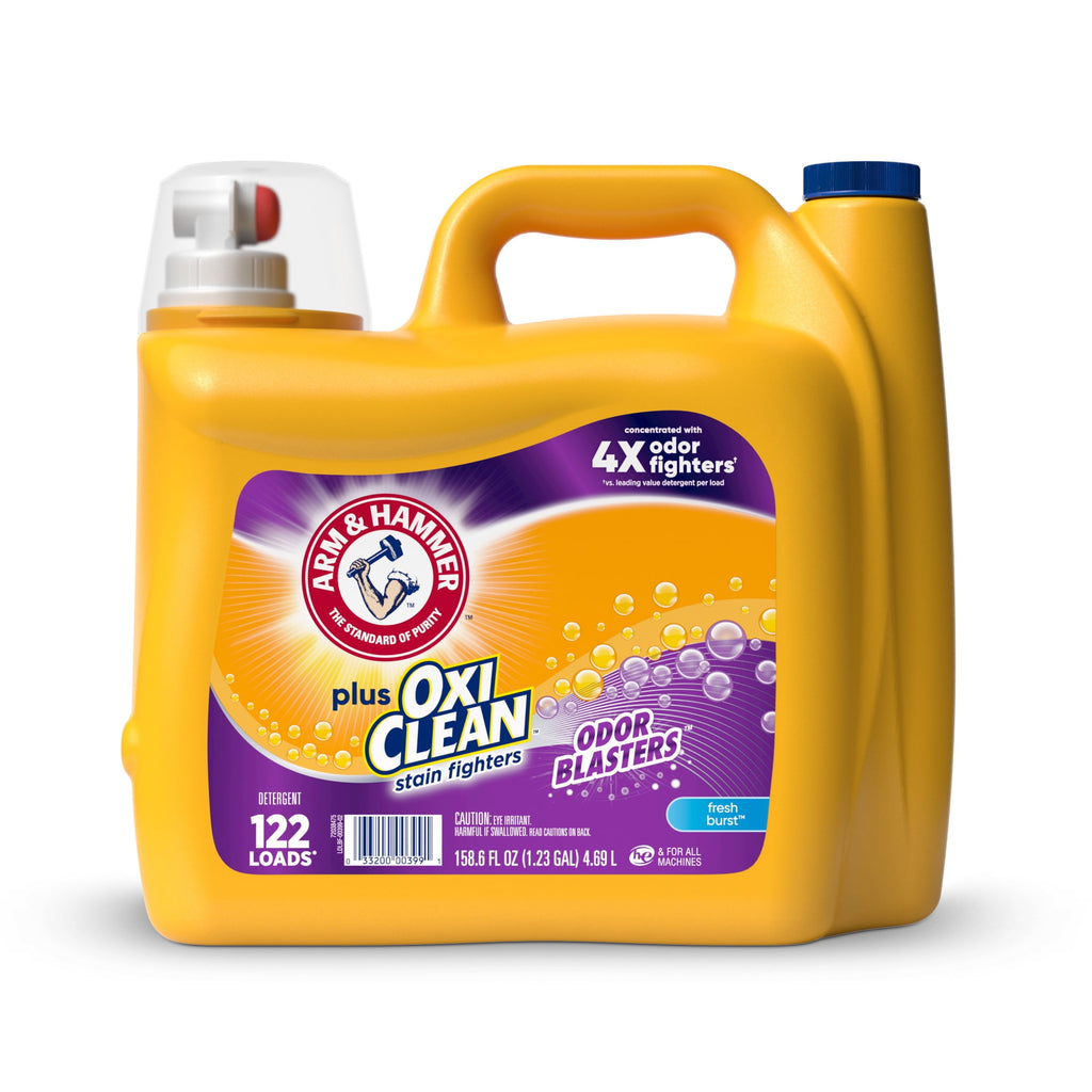 ARM & HAMMER Plus OxiClean with Odor Blasters Liquid Laundry Detergent Fresh Burst 158.6 fl oz 122 Loads