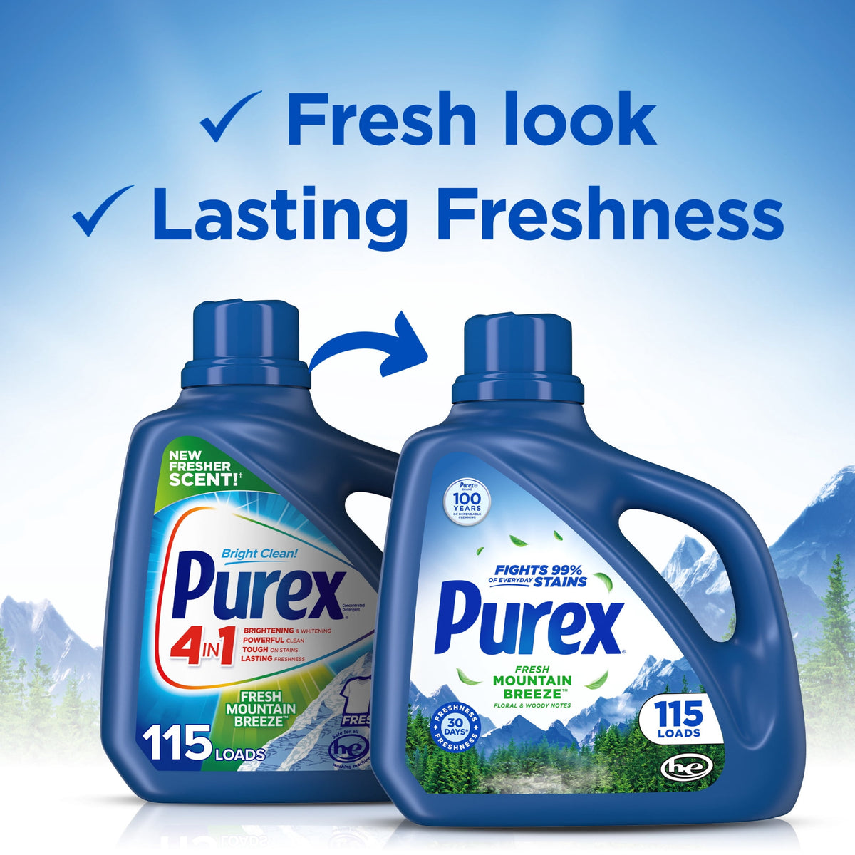 Purex Mountain Breeze Liquid Laundry Detergent 150 fl oz 115 Loads