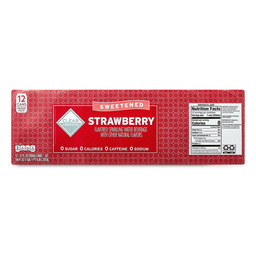 Clear American Strawberry Sparkling Water 12 fl oz Cans 12 Pack
