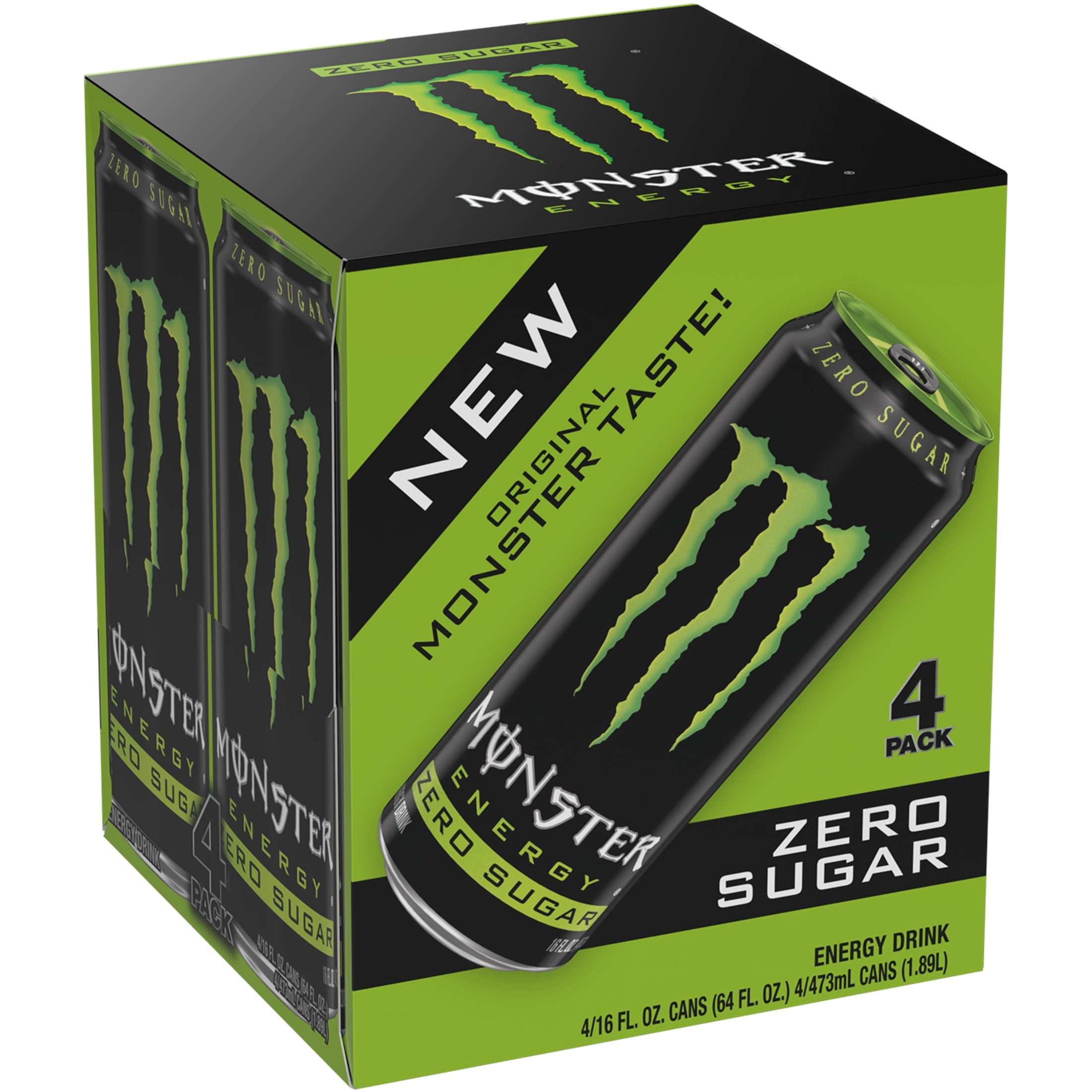 Monster Energy Zero Sugar Energy Drink 16 fl oz 4 Pack Cans