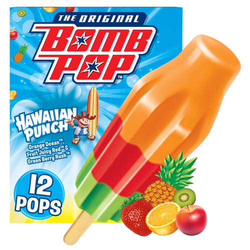 Bomb Pop Hawaiian Punch Freeze Ice Pops 12 Count 21 Fl Oz