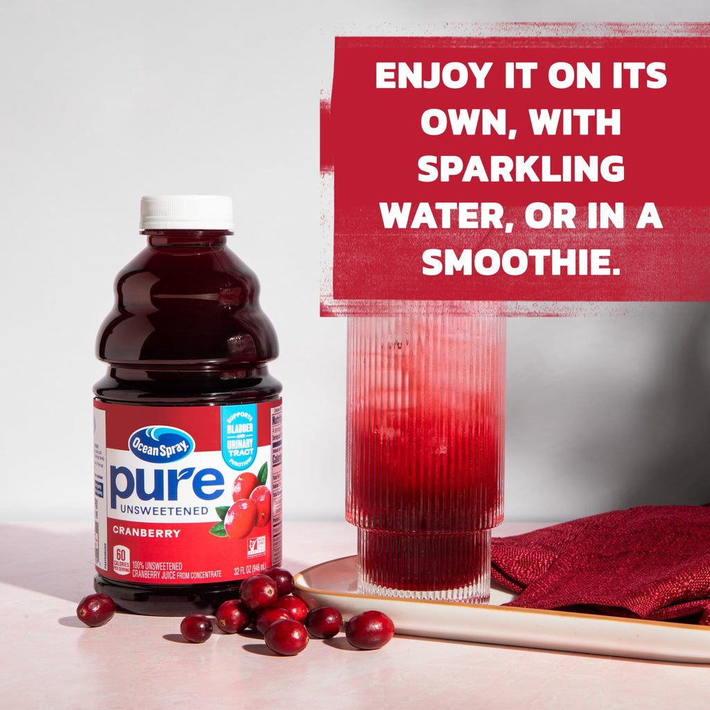 Ocean Spray Pure Unsweetened Cranberry 100% Juice 32 fl oz Bottle