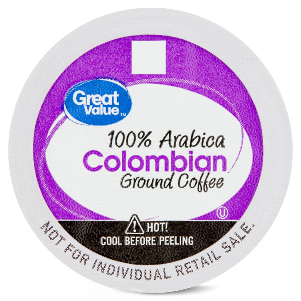 Great Value 100% Arabica Colombian Medium Dark Roast Ground Coffee Pods 12 Count