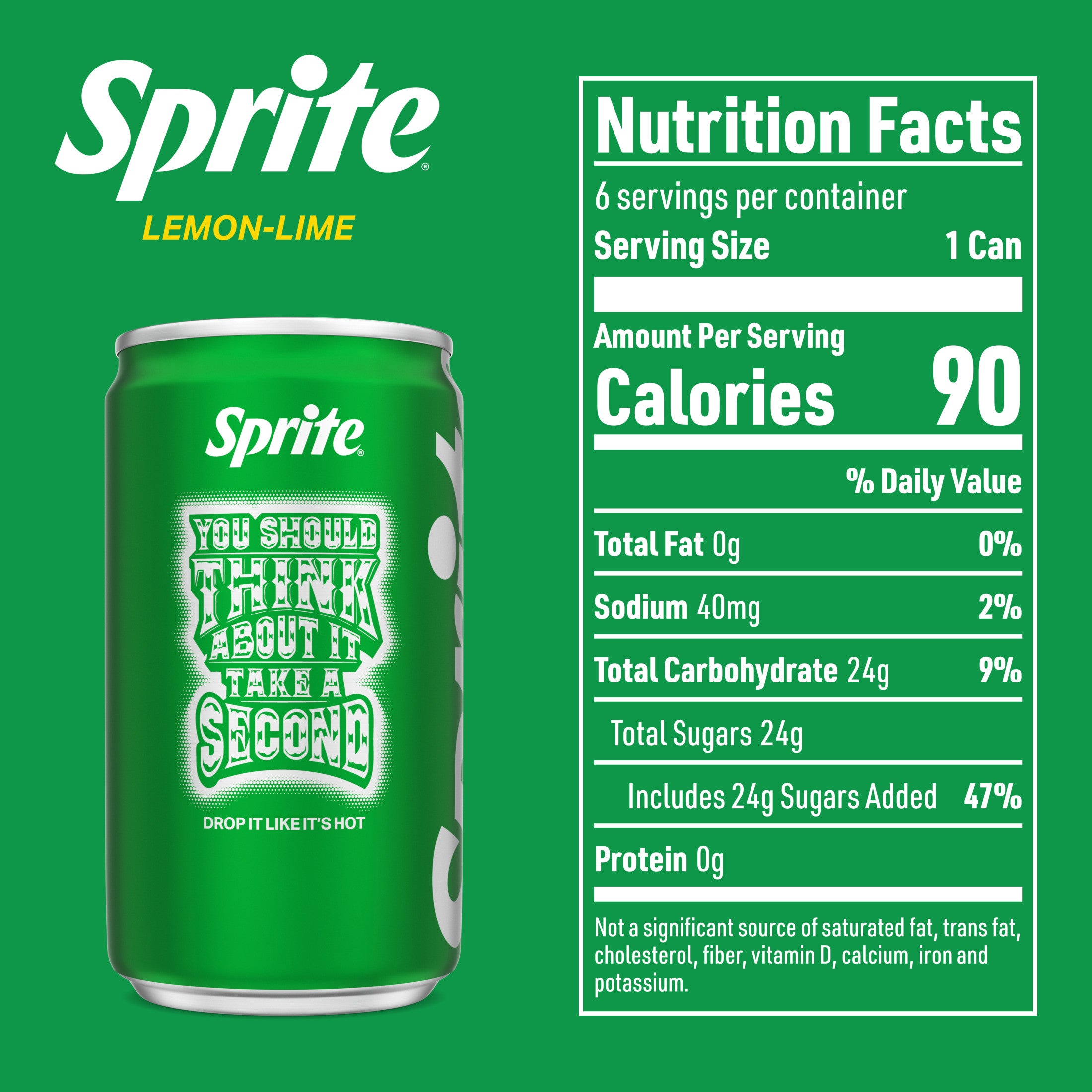 Sprite Lemon-Lime Caffeine Free Soda Pop Mini Cans 7.5 Fl Oz 6 Pack