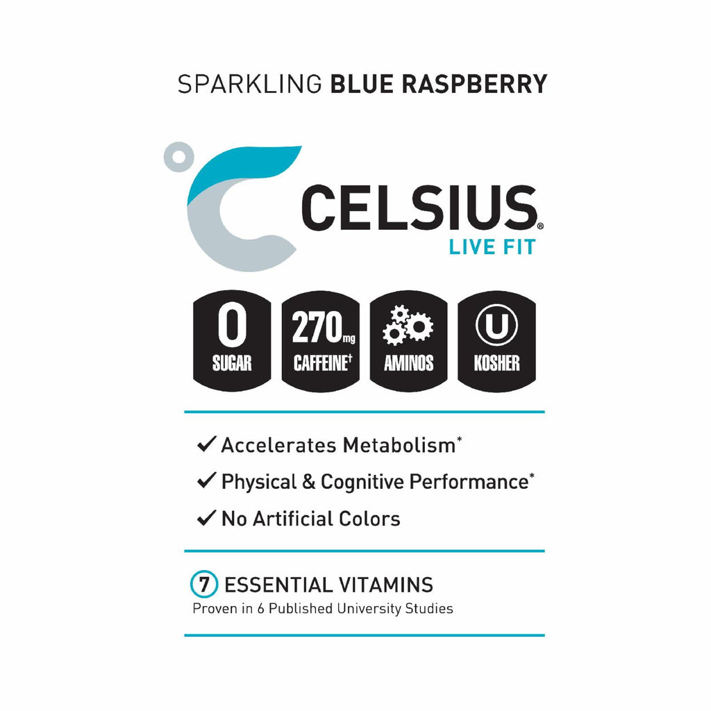 CELSIUS Essentials Sparkling Blue Crush Performance Energy Drink 16 fl oz Single Can