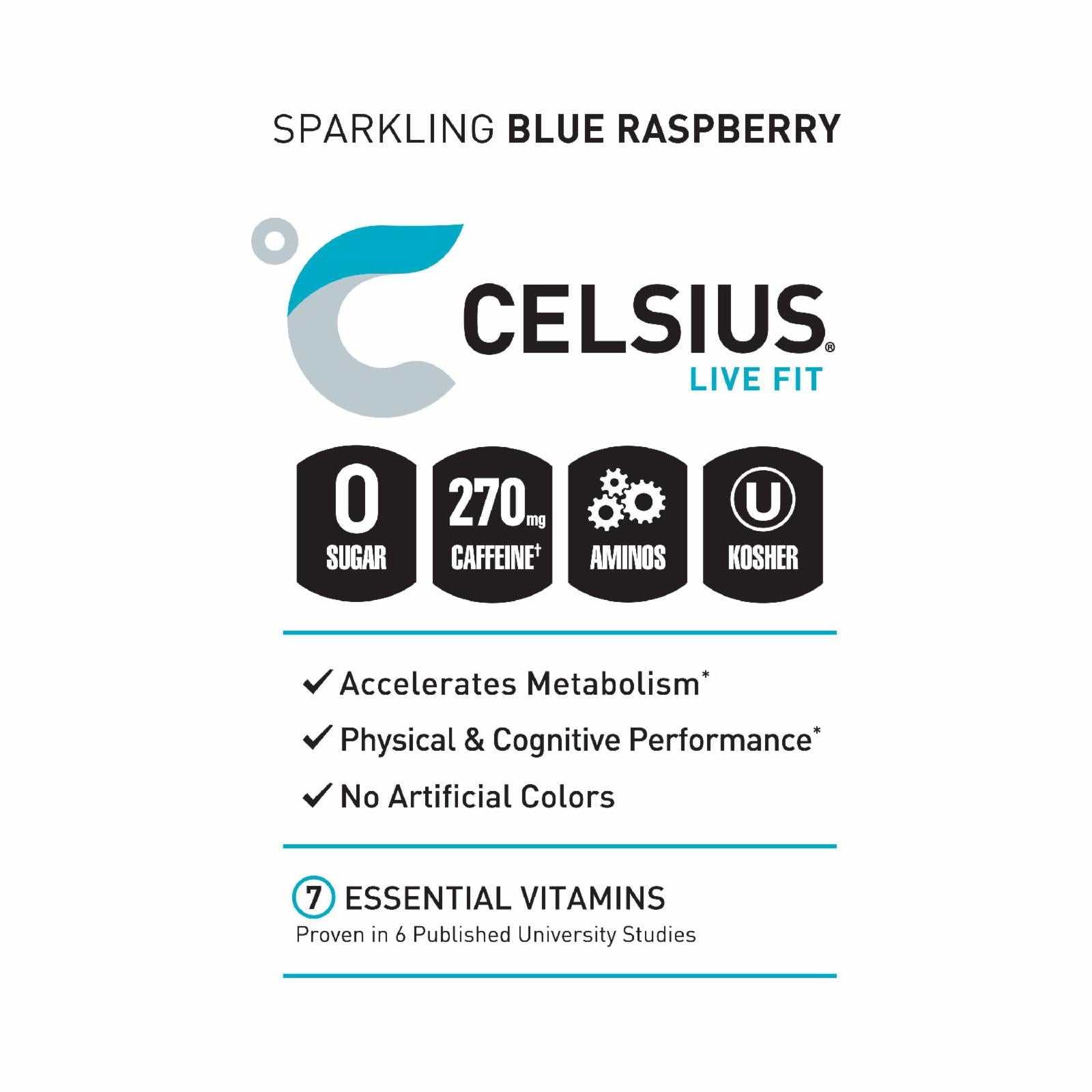 CELSIUS Essentials Sparkling Blue Crush Performance Energy Drink 16 fl oz Single Can