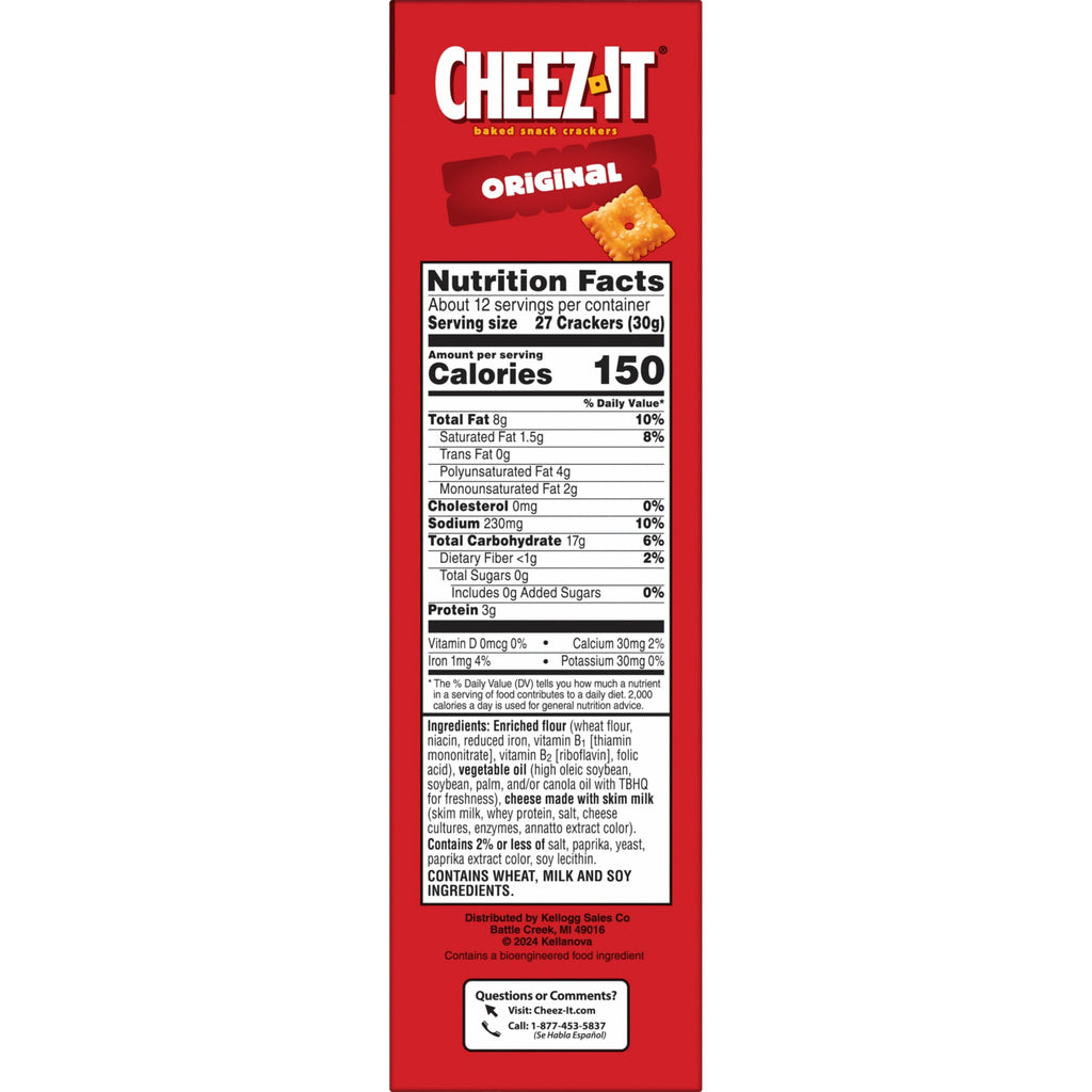 Original Baked Snack Crackers 12.4 Oz 1 Count Cheez-It