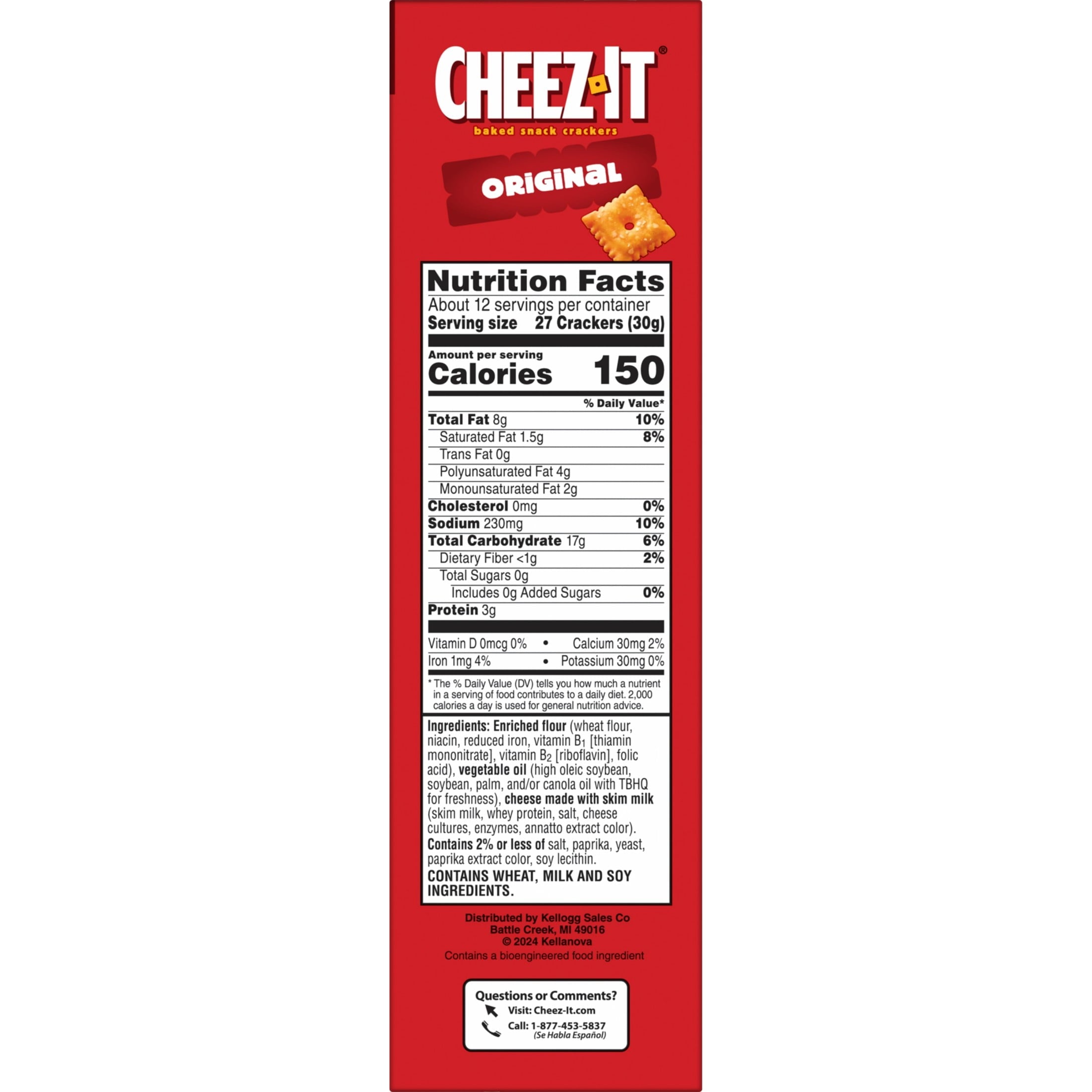 Original Baked Snack Crackers 12.4 Oz 1 Count Cheez-It