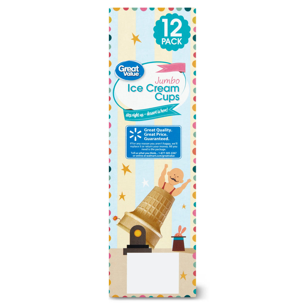 Great Value Jumbo Ice Cream Cups 2.75 Oz 12 Count