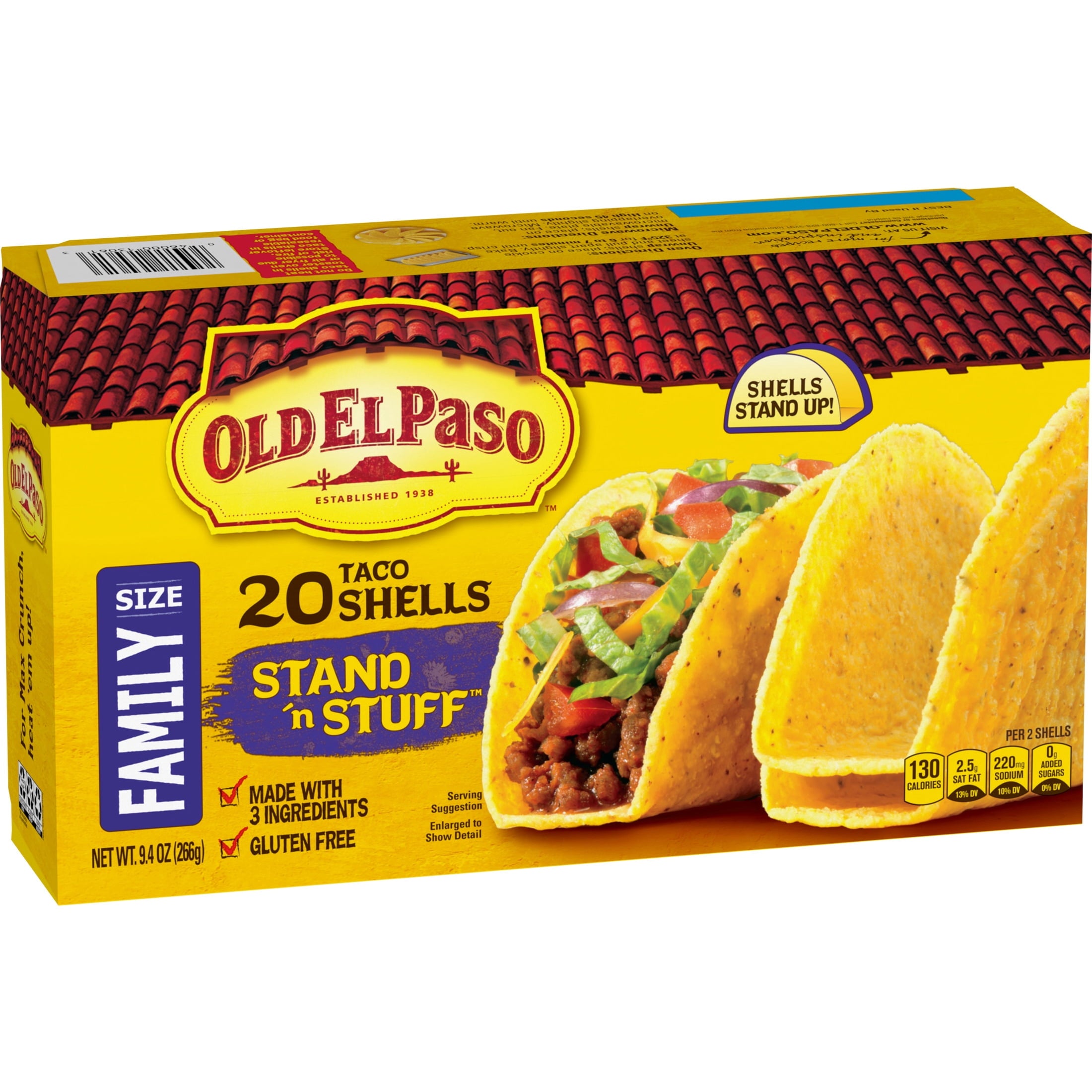 Stand N Stuff Crunchy Taco Shells 9.4 Oz 20 Count Gluten Free Old El Paso