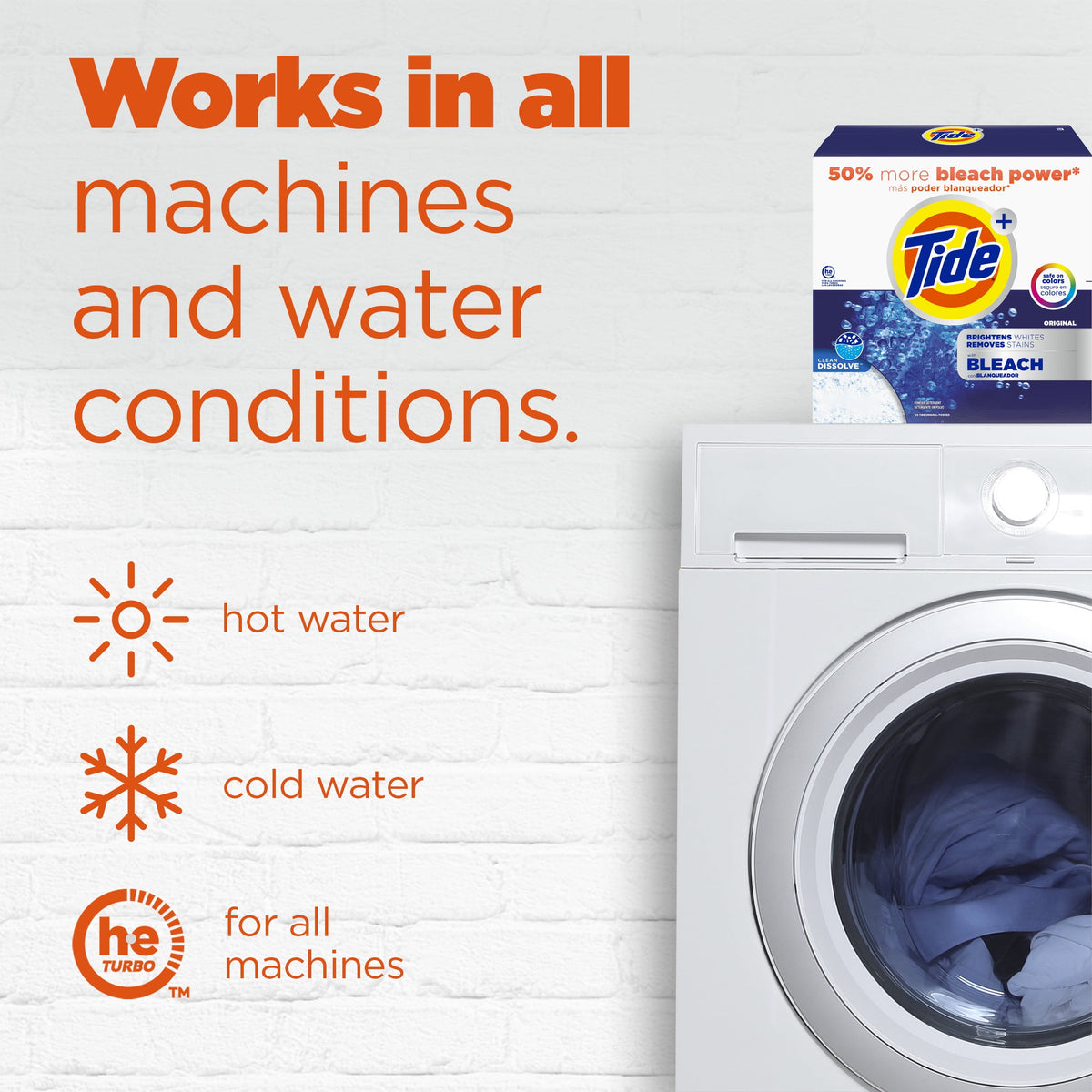 Tide Plus Bleach Powder Laundry Detergent Original Scent 129 oz 89 Loads