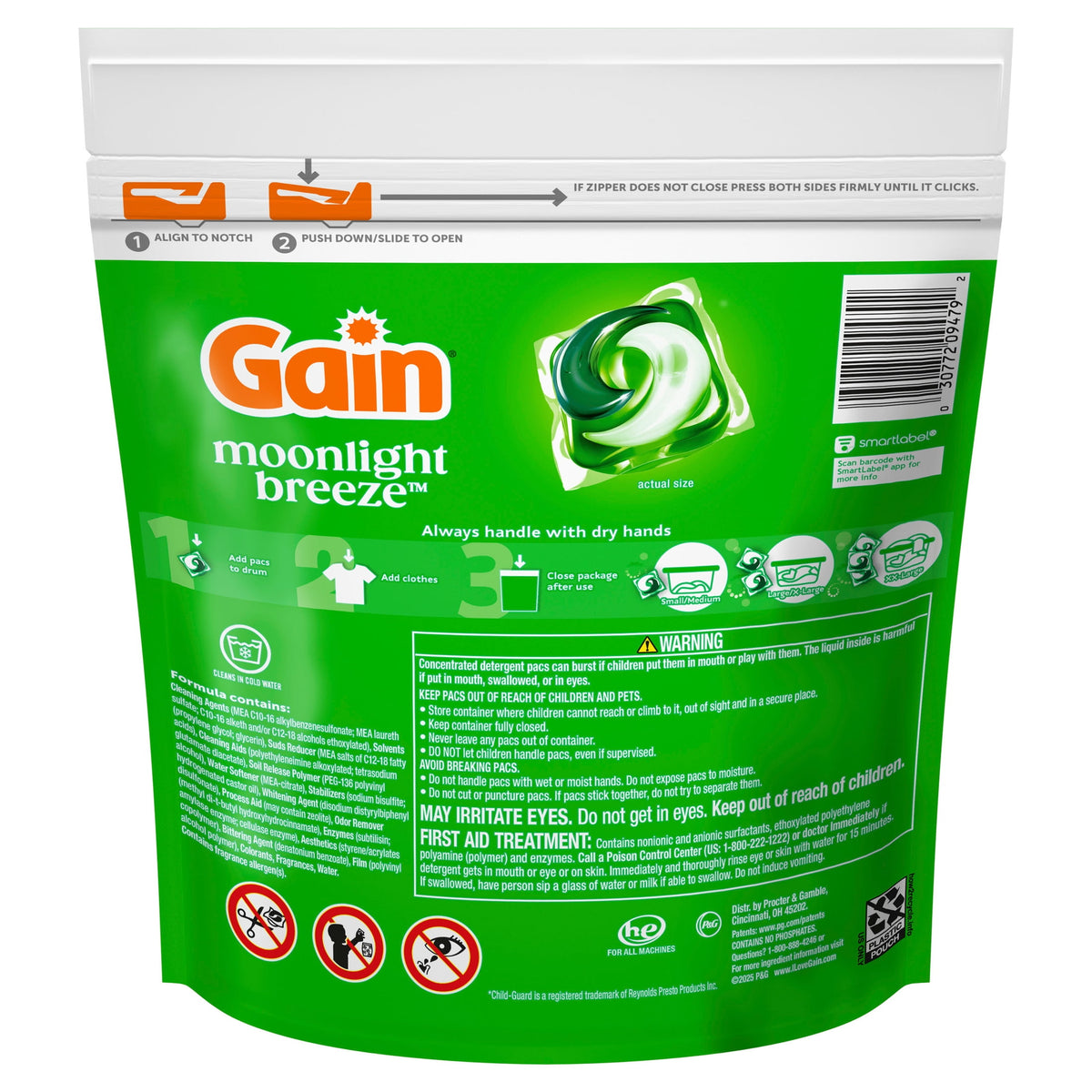 Gain Flings 4-in-1 Oxi Boost Febreze Laundry Detergent Pacs Moonlight Breeze 31 Count
