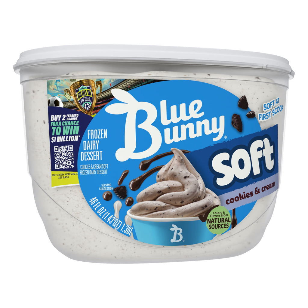 Blue Bunny Soft Cookies & Cream Frozen Dairy Dessert 46 Fl Oz
