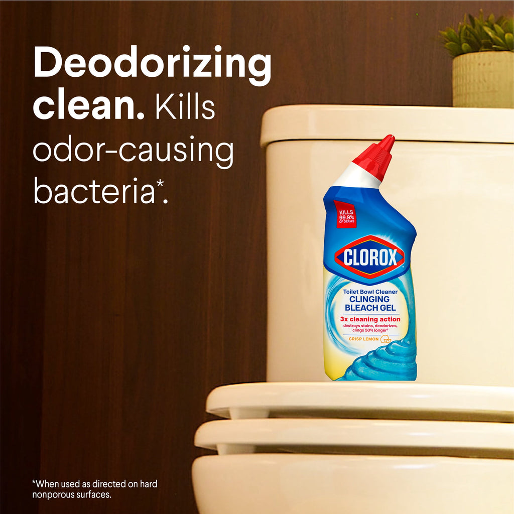 Clorox Toilet Bowl Cleaner Clinging Bleach Gel Crisp Lemon 24 fl oz