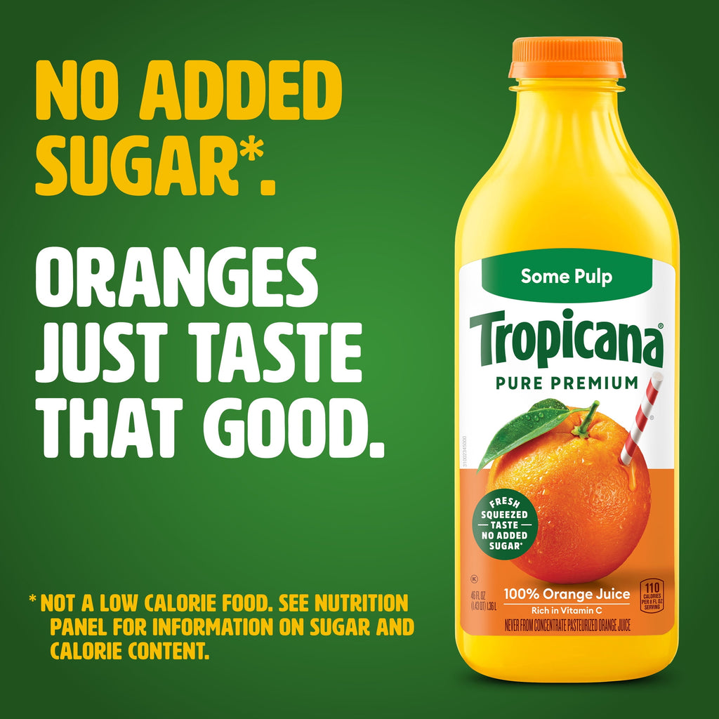 Tropicana Pure Premium 100% Orange Juice Original Some Pulp 46 fl oz