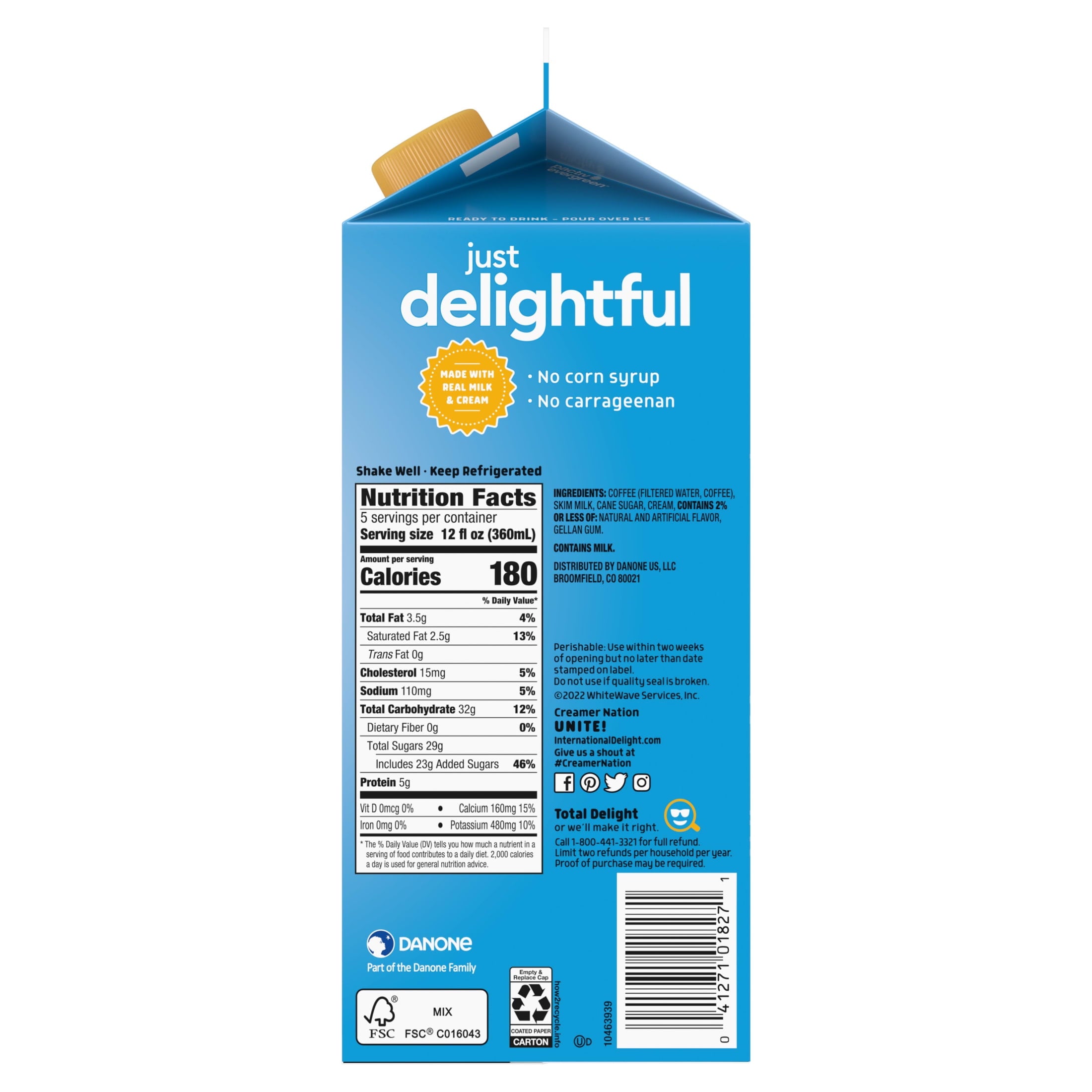 International Delight Caramel Macchiato Naturally Caffeinated Medium-Light Roast Iced Coffee 64 fl oz Carton
