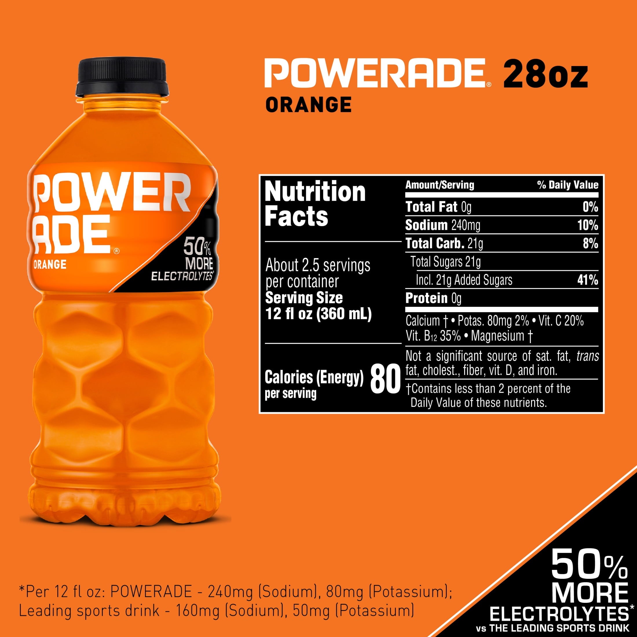 Powerade Orange Electrolyte Sports Drink 28 fl oz Bottle