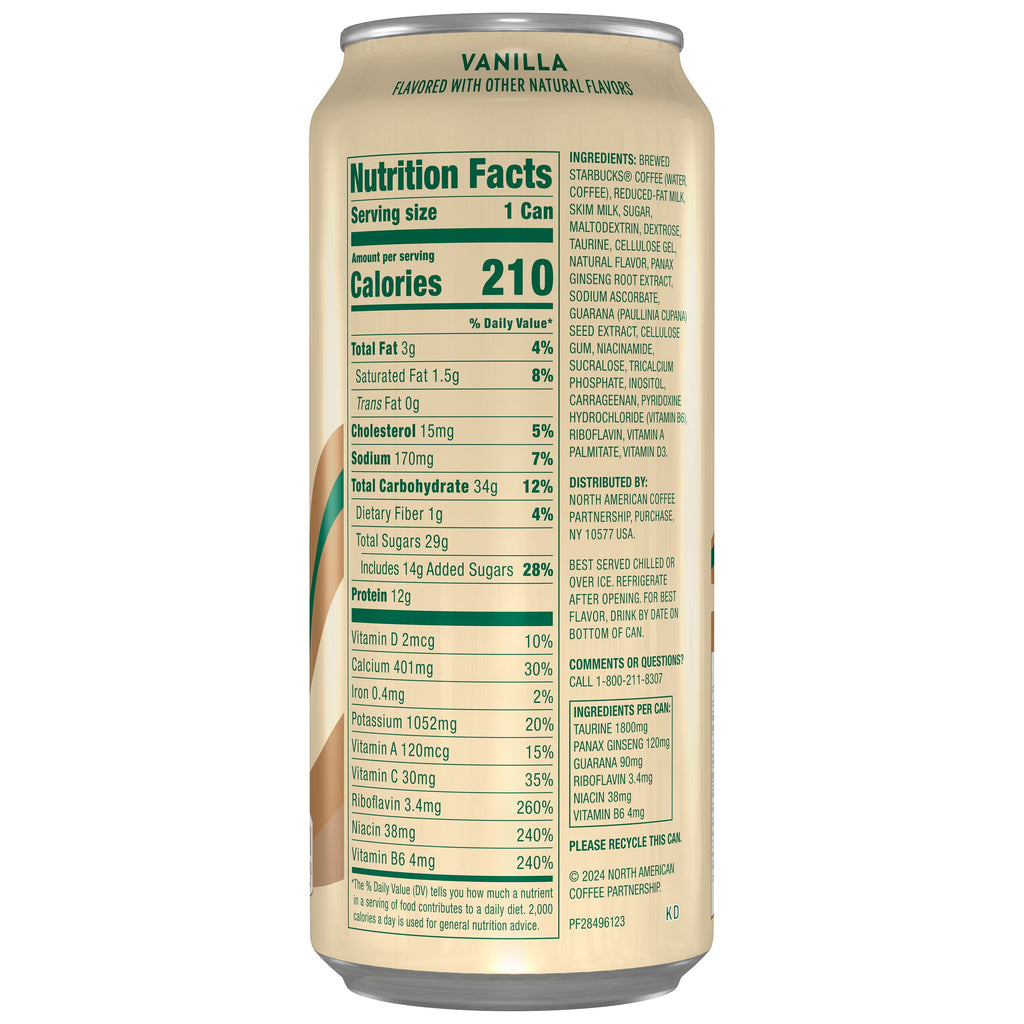 Starbucks Doubleshot Energy Vanilla Coffee Naturally Caffeinated Medium Roast Chilled Coffee Drink 15 fl oz Can