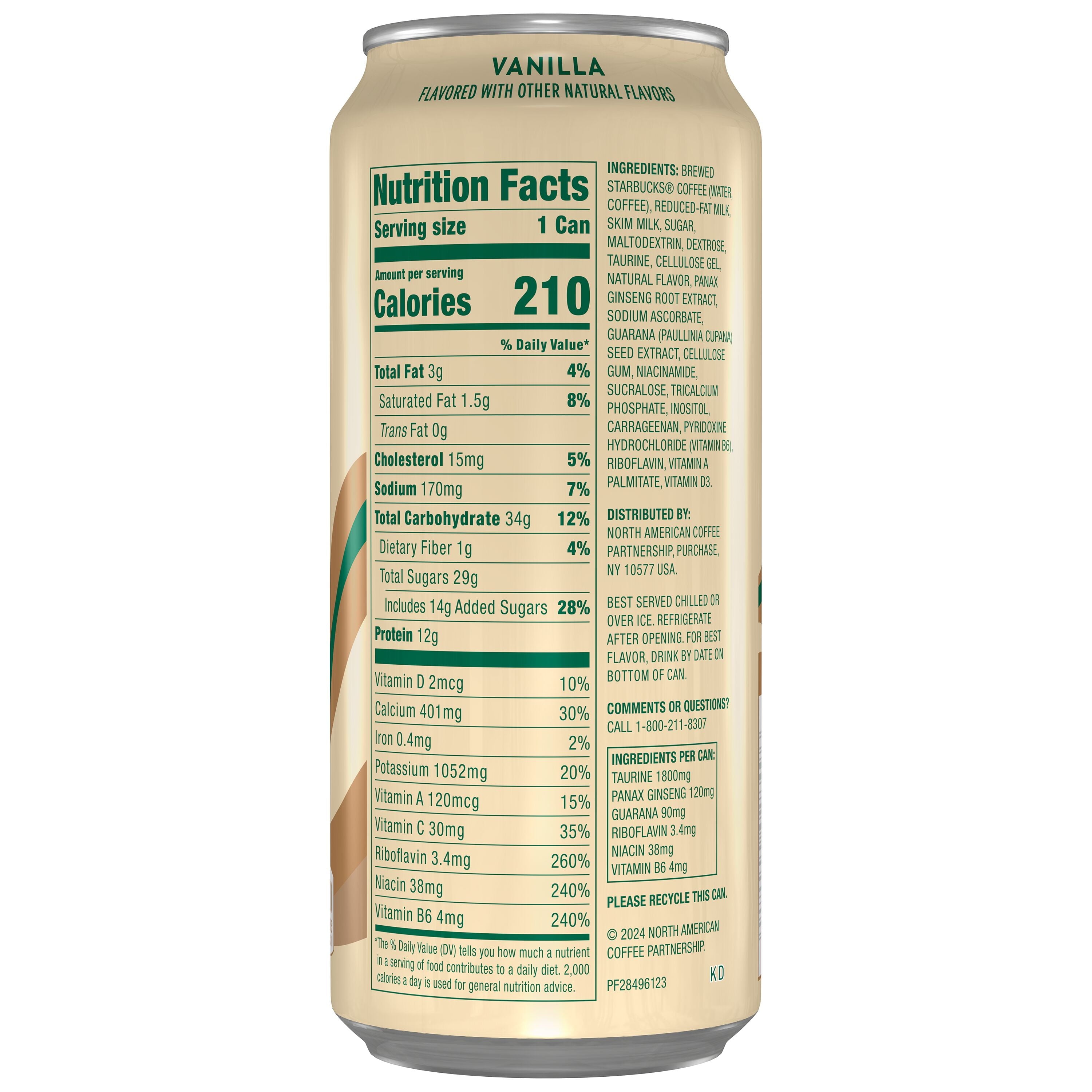 Starbucks Doubleshot Energy Vanilla Coffee Naturally Caffeinated Medium Roast Chilled Coffee Drink 15 fl oz Can