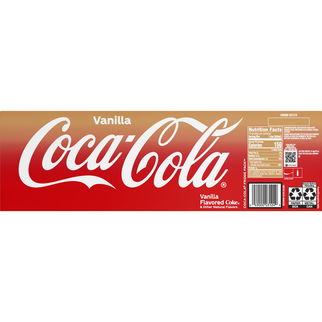Vanilla Soda Pop Fridge Pack Cans 12 Fl Oz 12 Pack Coca-Cola