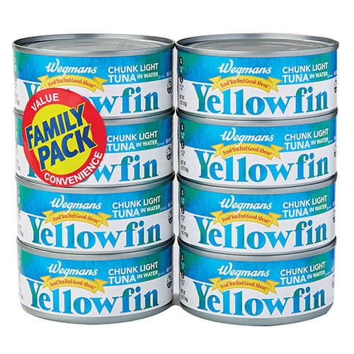Wegmans Chunk Light Yellowfin Tuna in Water 8 Pack 6 Oz Cans