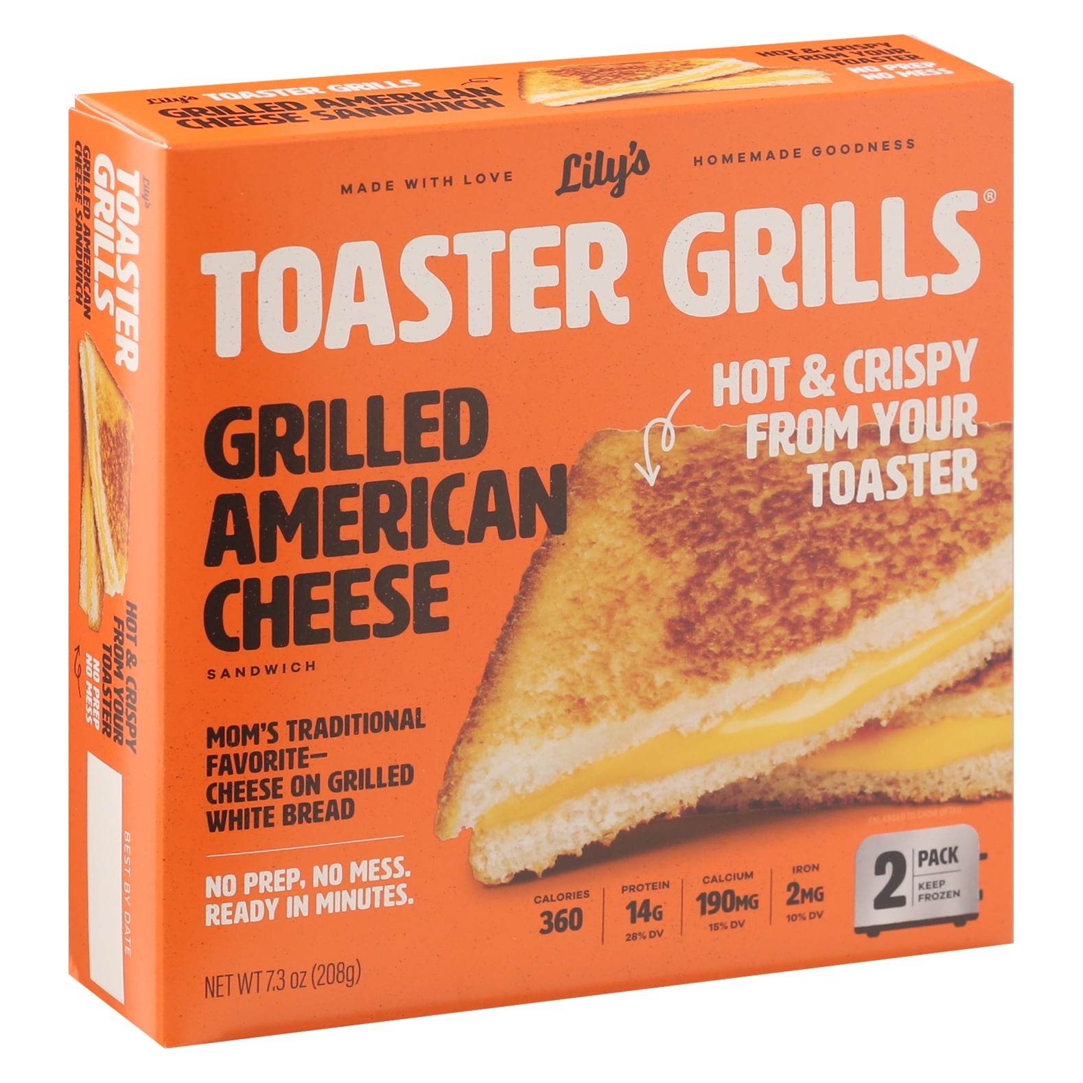 Lily's Toaster Grills American Cheese Sandwich Frozen 6.8 Oz 2 Count