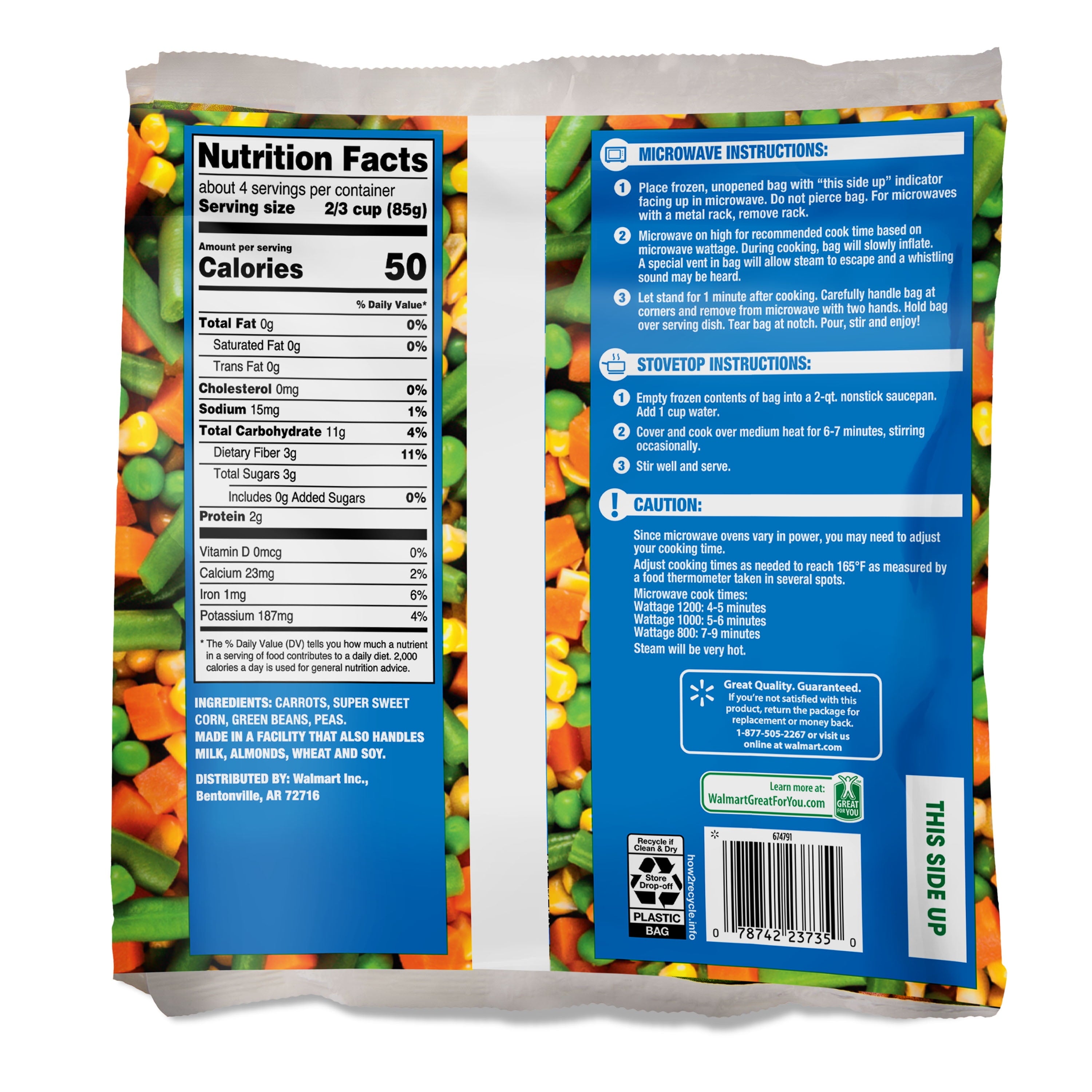 Great Value Mixed Vegetables 12 Oz Frozen Steamable Bag