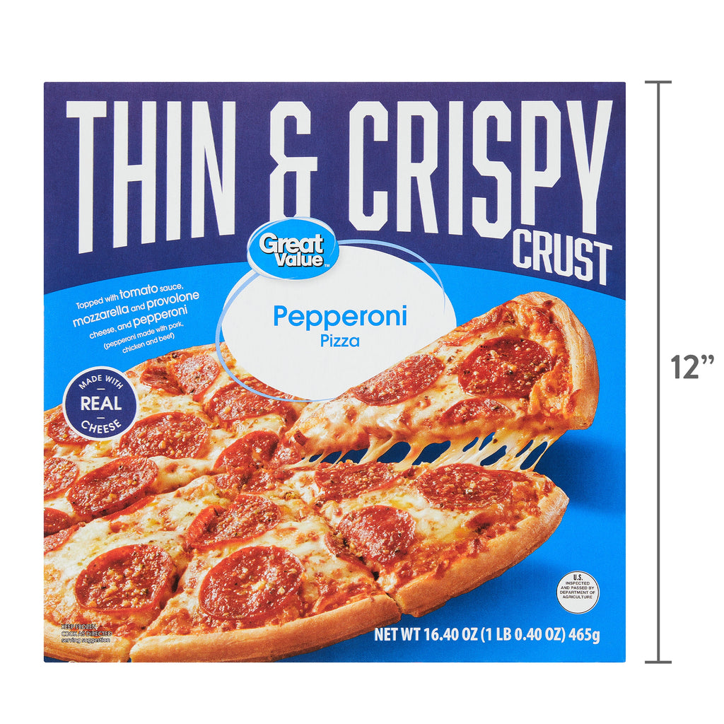Great Value Thin Crust Pepperoni Frozen Pizza 16.4 Oz