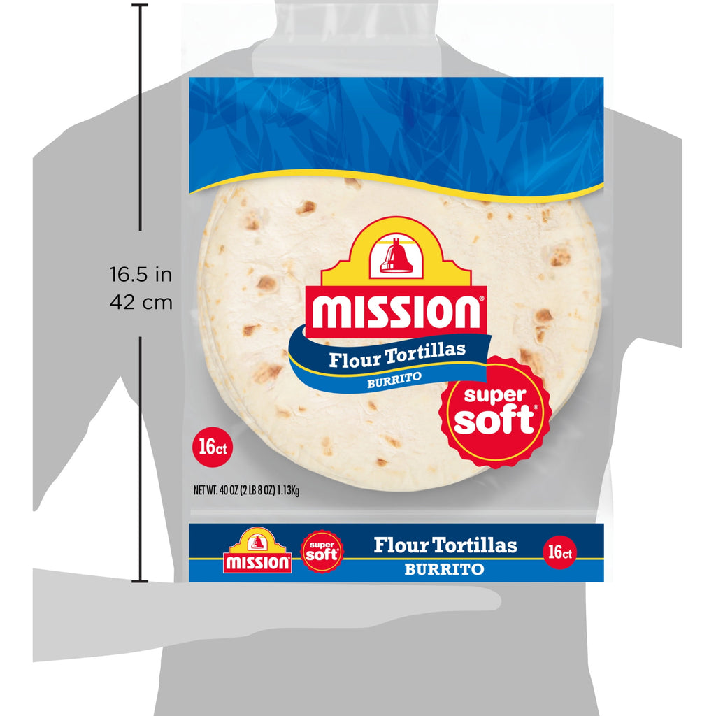 Super Soft Flour Tortillas Burrito Size 2.86 Lb 16 Count Mission