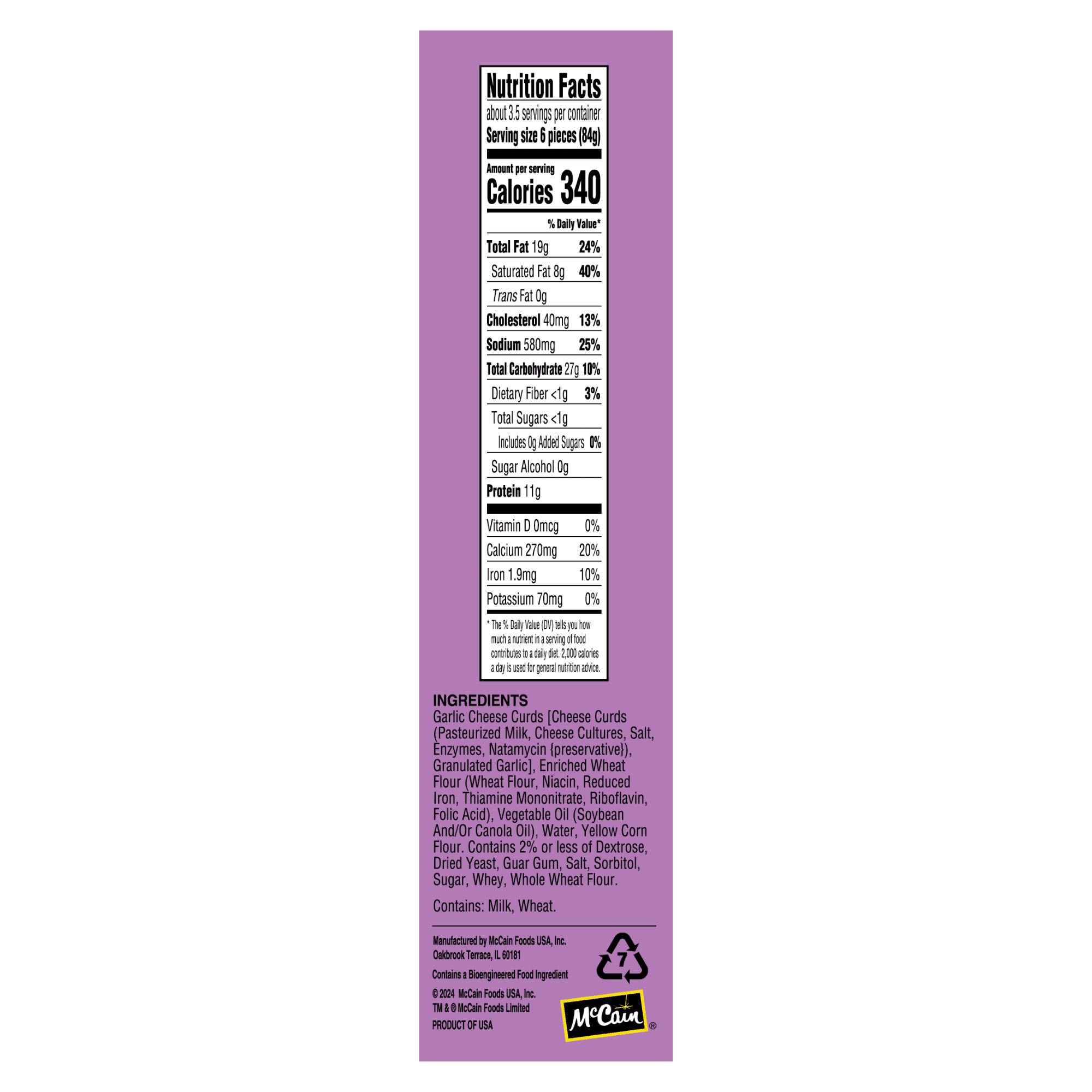 Tast!ez Breaded Garlic Cheese Curds Frozen Appetizer 11 Oz