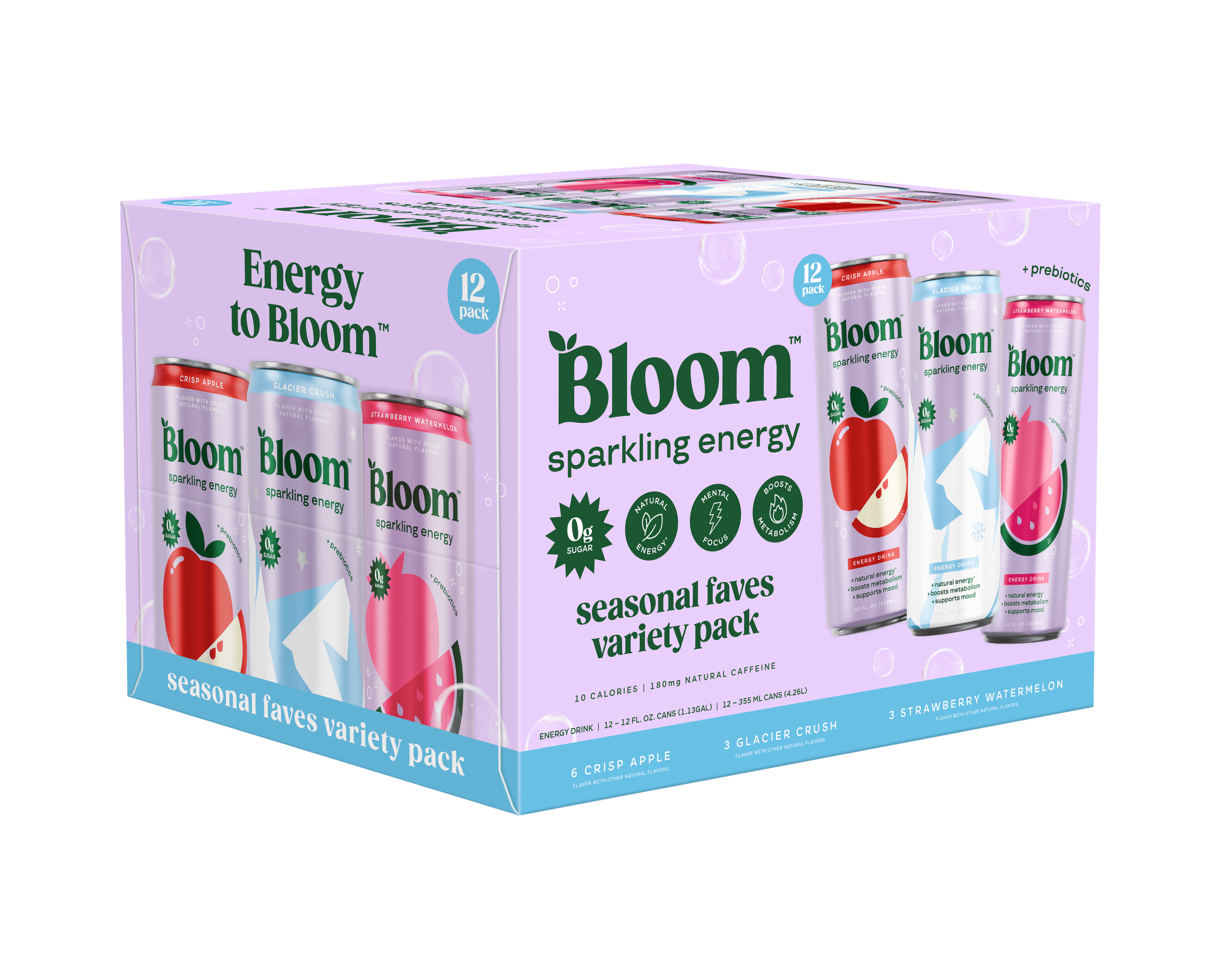 Bloom Sparkling Energy Drinks Seasonal Favorites Variety Pack 12 fl oz 12 Pack Cans