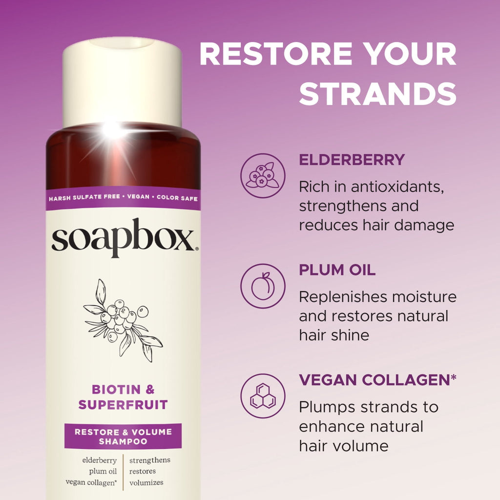 Soapbox Biotin & Superfruit Volumizing Shampoo For Fuller Hair 16 fl oz