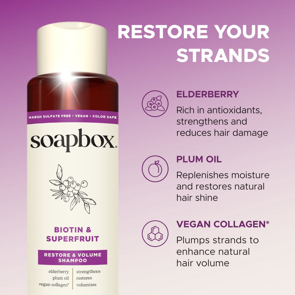 Soapbox Biotin & Superfruit Volumizing Shampoo For Fuller Hair 16 fl oz